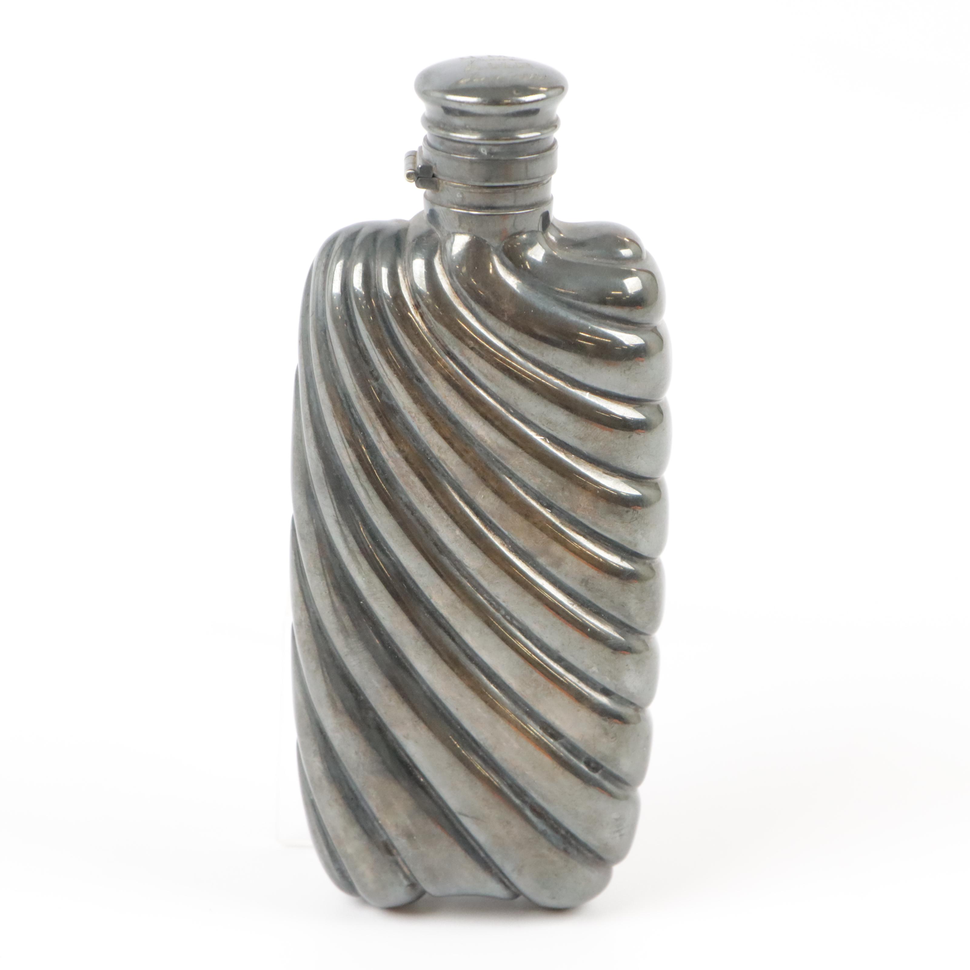 Gorham Silver Plate Flask, 1885 and a Perpetual Flip Globe Desk Calendar, 1970s