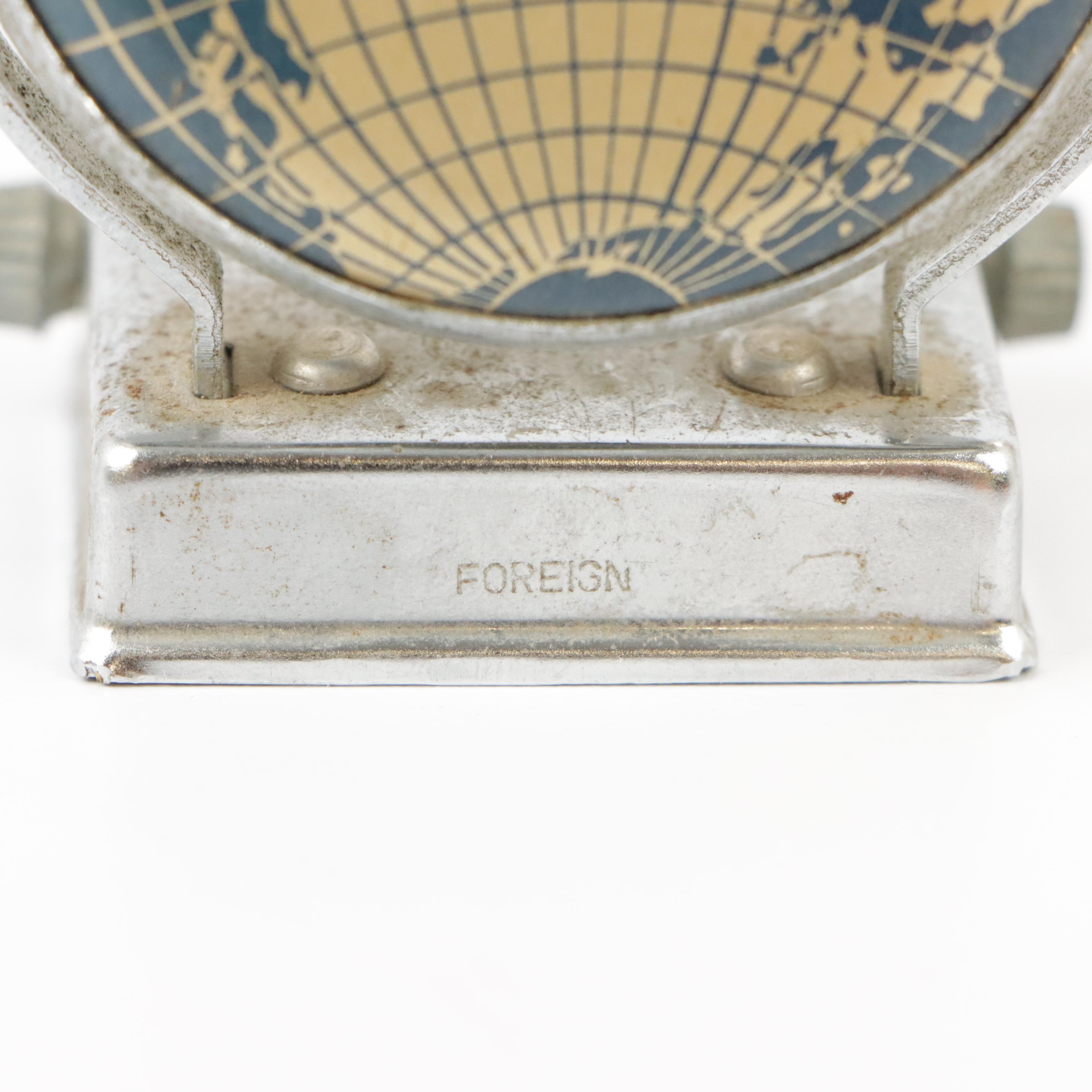 Gorham Silver Plate Flask, 1885 and a Perpetual Flip Globe Desk Calendar, 1970s