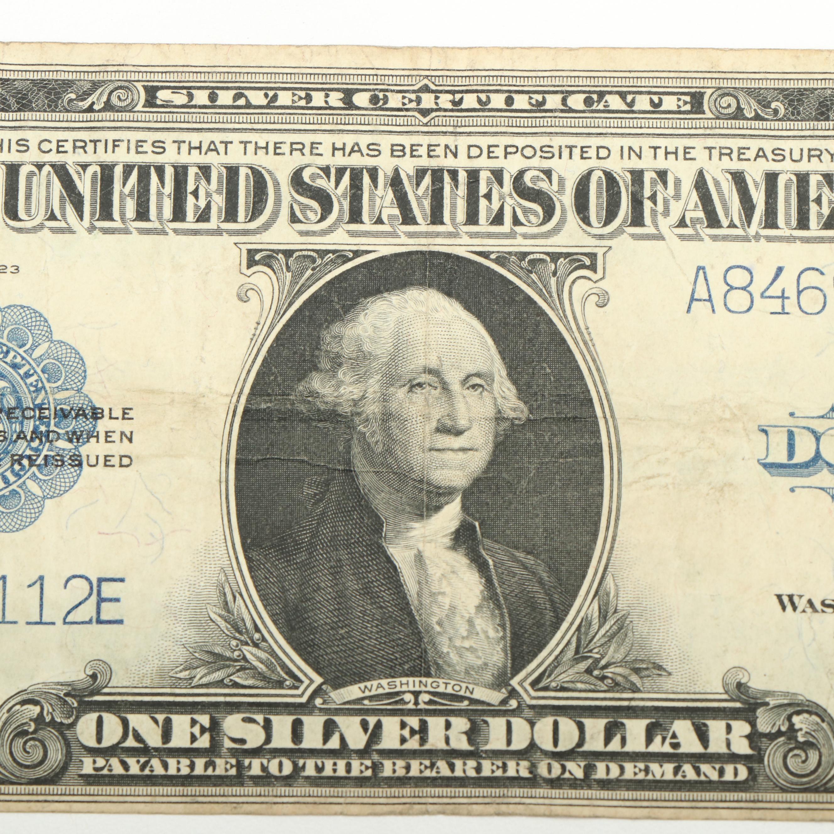 1923 Large size United States one dollar silver certificate