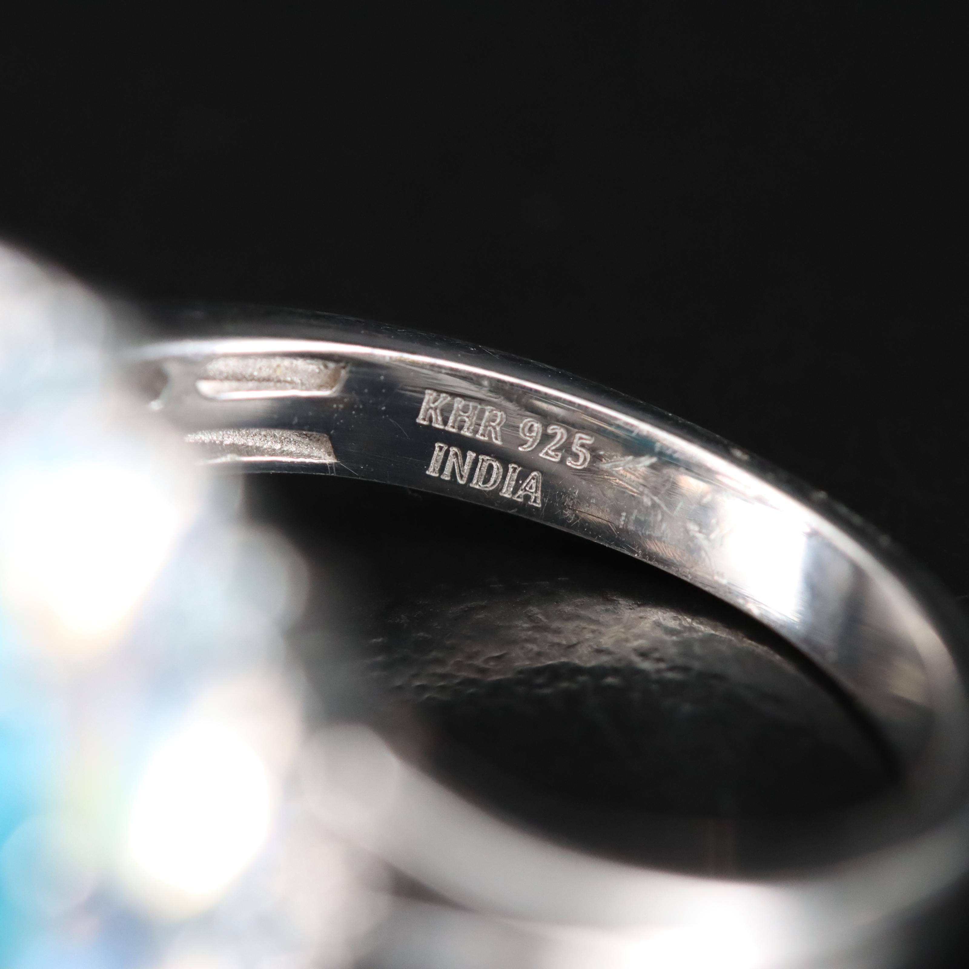 Sterling Turquoise, Moonstone and Topaz Ring