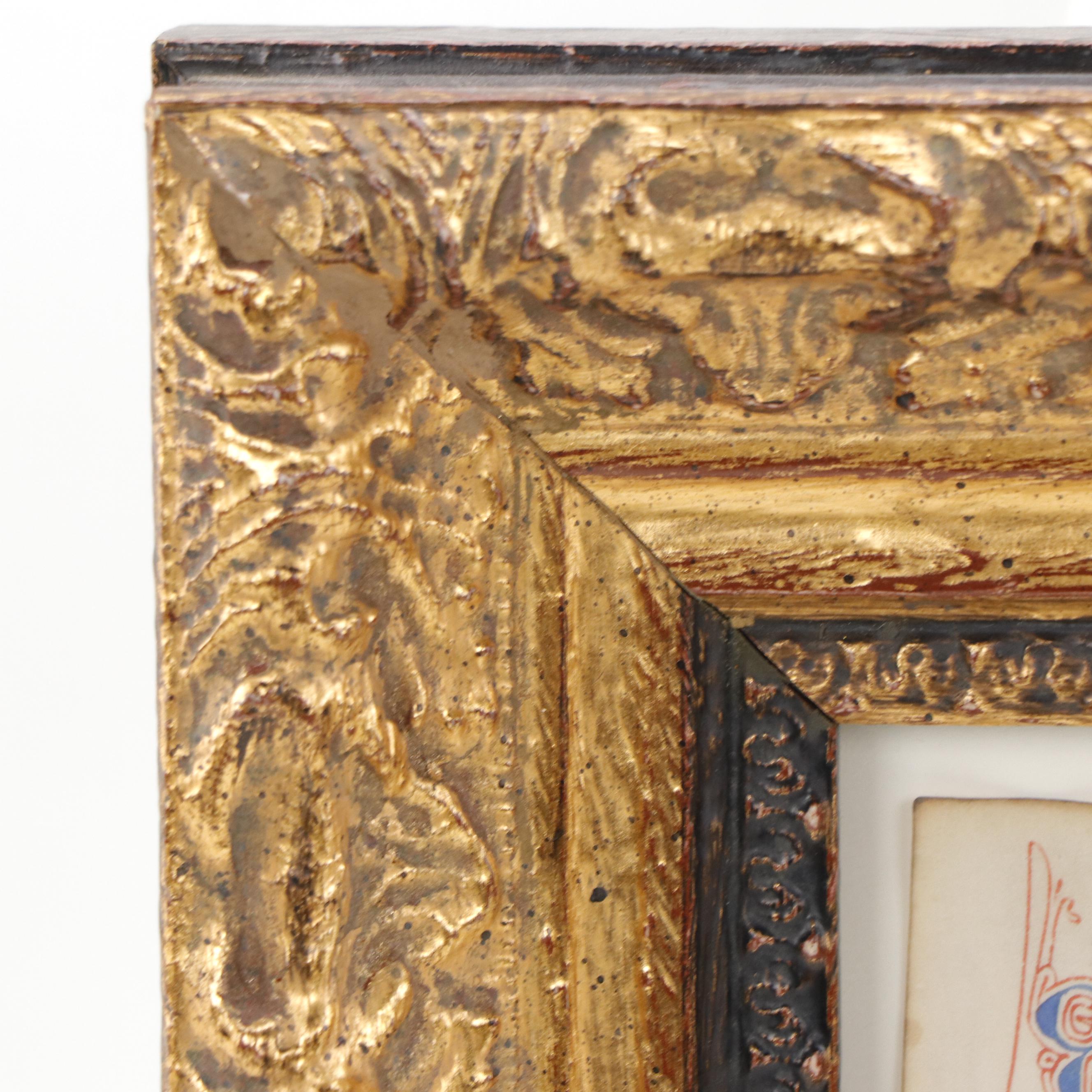 Ink and Gouache Illuminated Manuscript Folio From "Book of Hours," Circa 1450