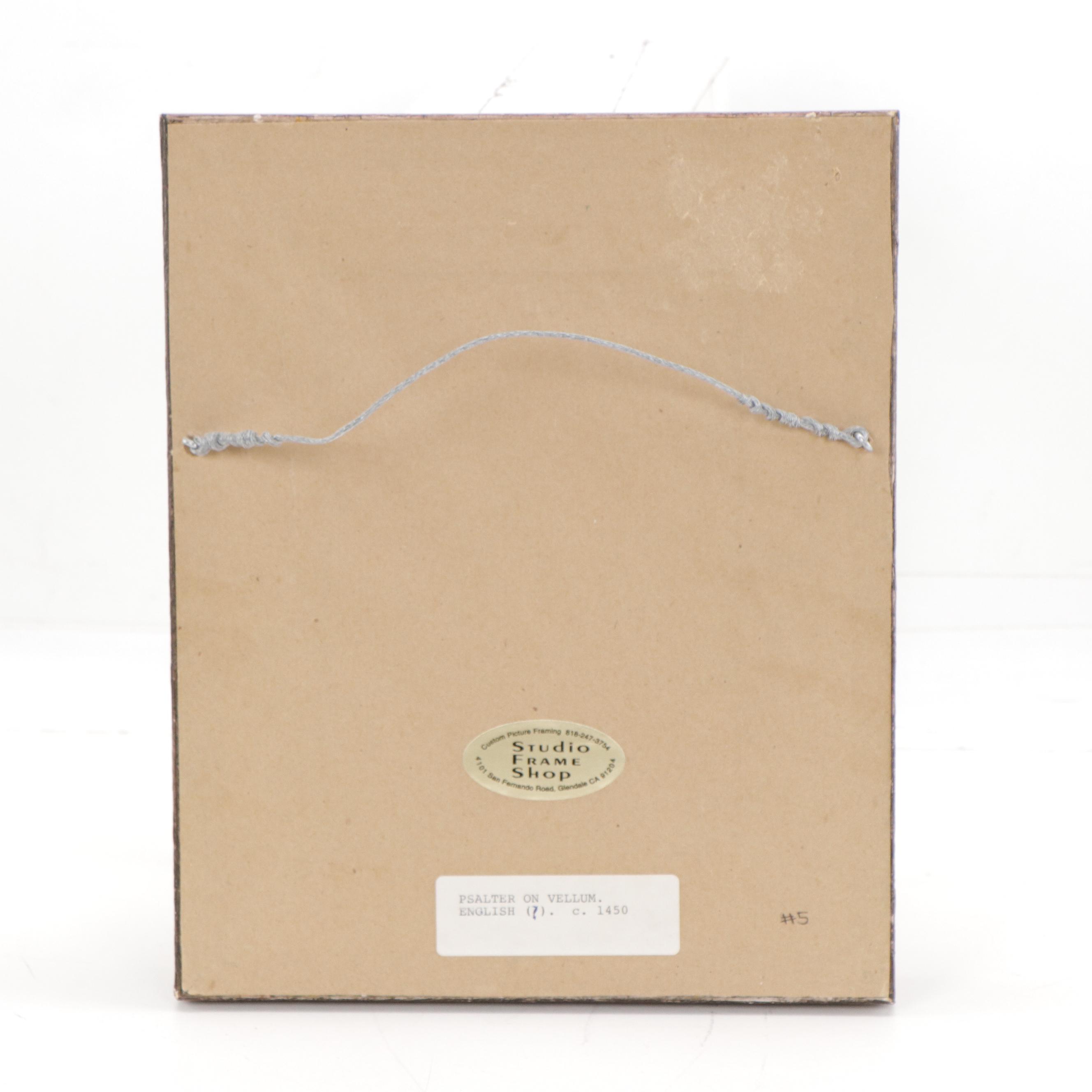 Ink and Gouache Illuminated Manuscript Folio From "Book of Hours," Circa 1450