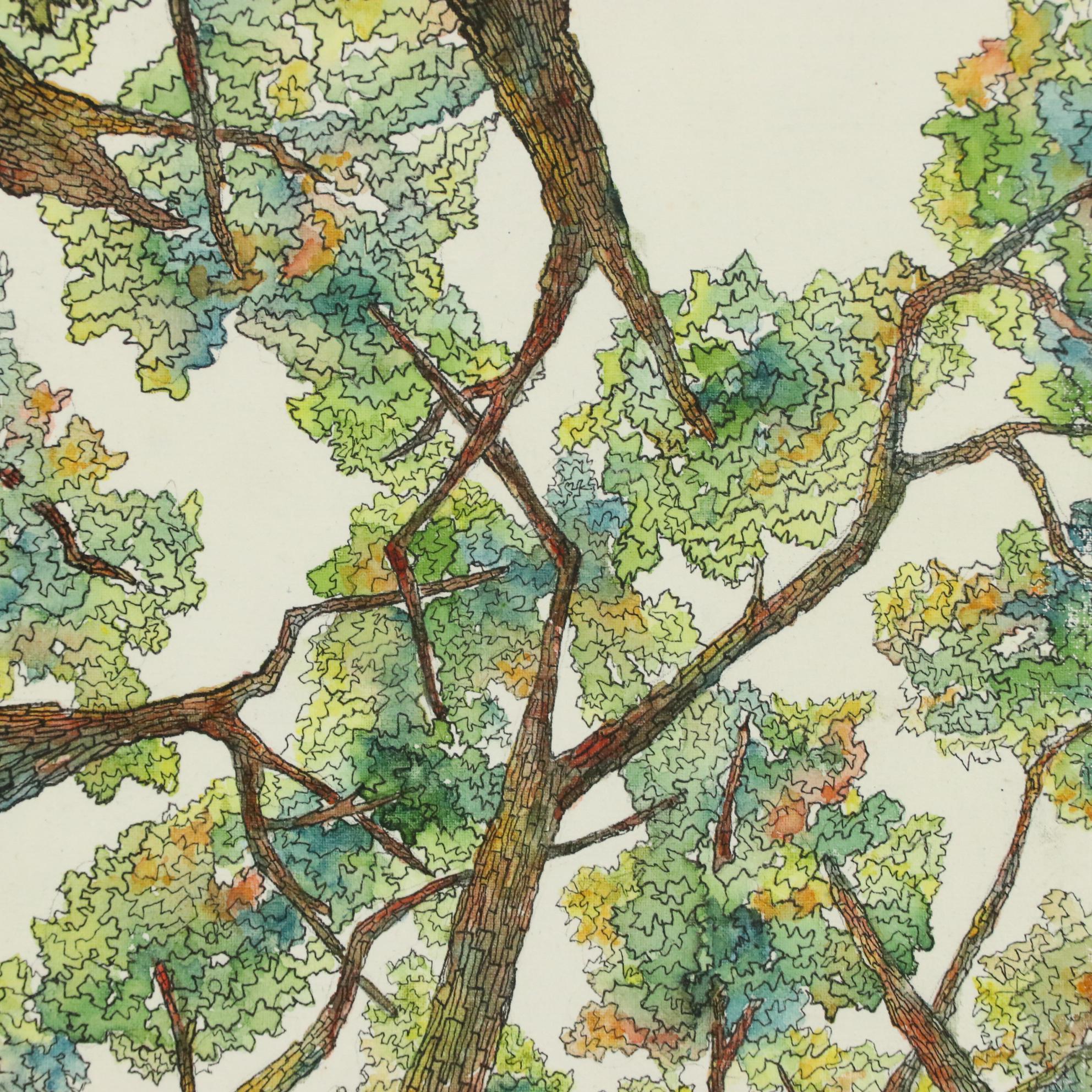 Gayla D. Seale Watercolor Painting Landscape with Tall Trees