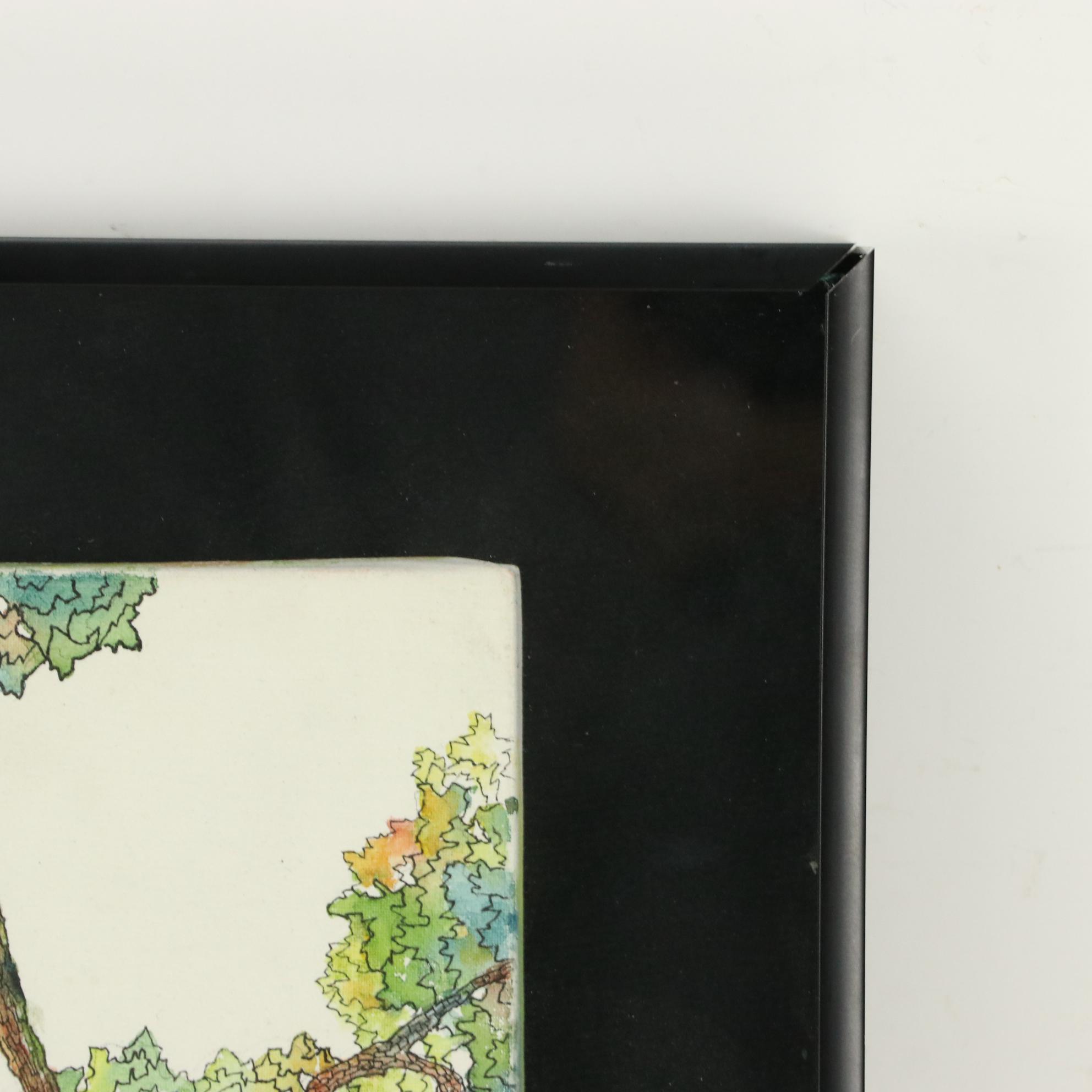 Gayla D. Seale Watercolor Painting Landscape with Tall Trees