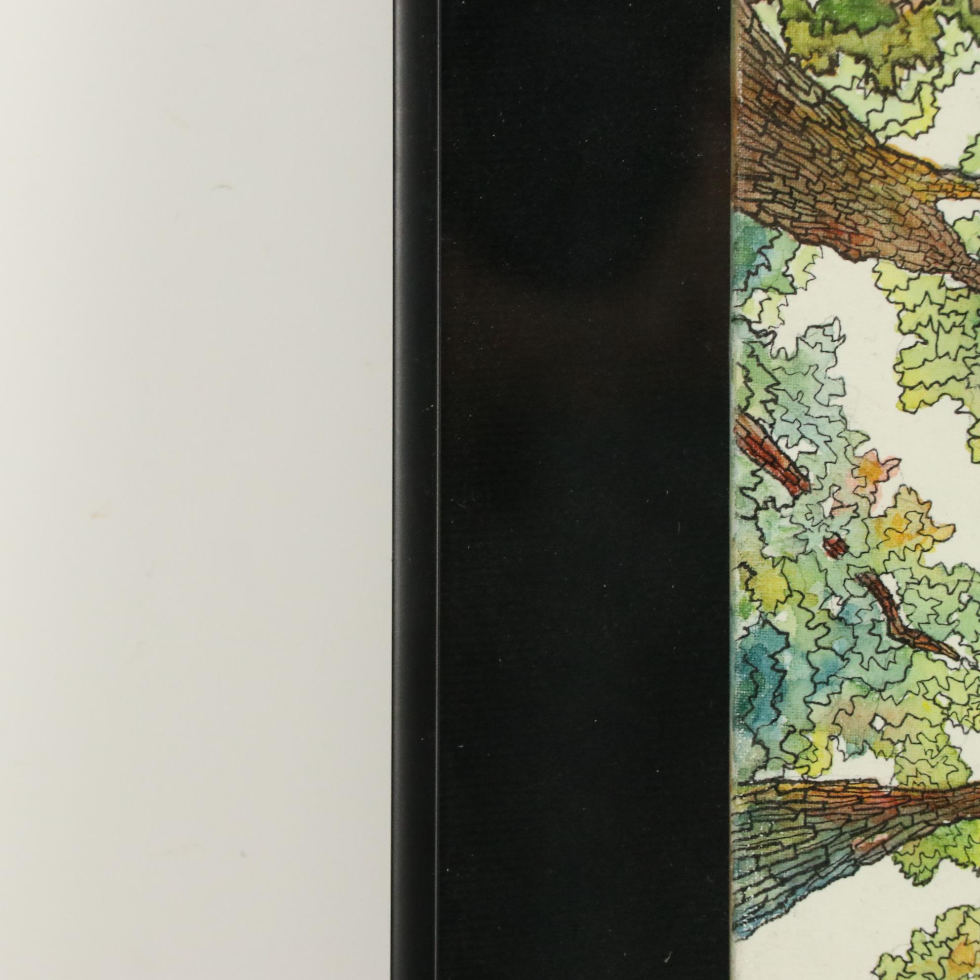 Gayla D. Seale Watercolor Painting Landscape with Tall Trees