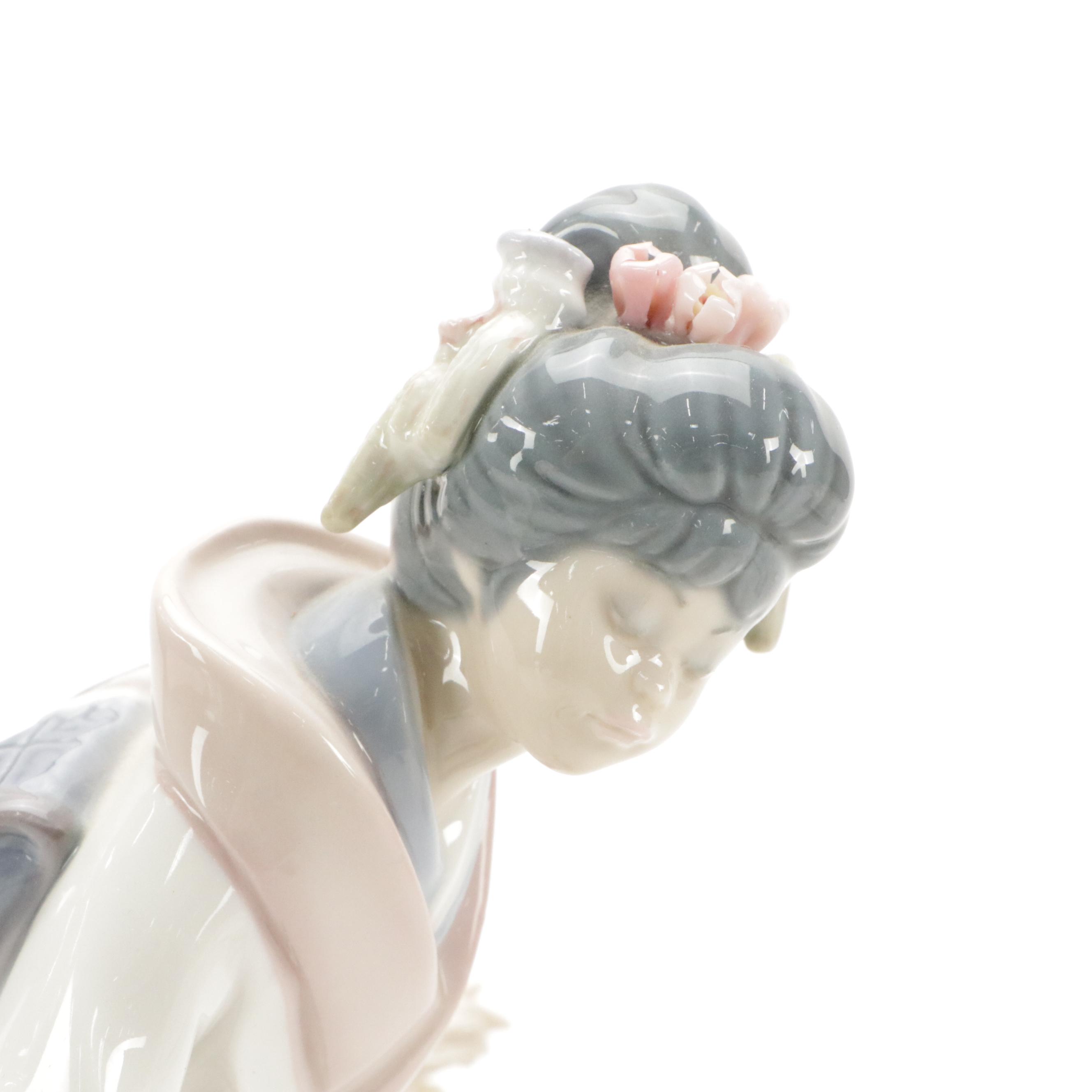 Lladró "Japanese Girl Decorating" and "Teruko" Porcelain Figurines