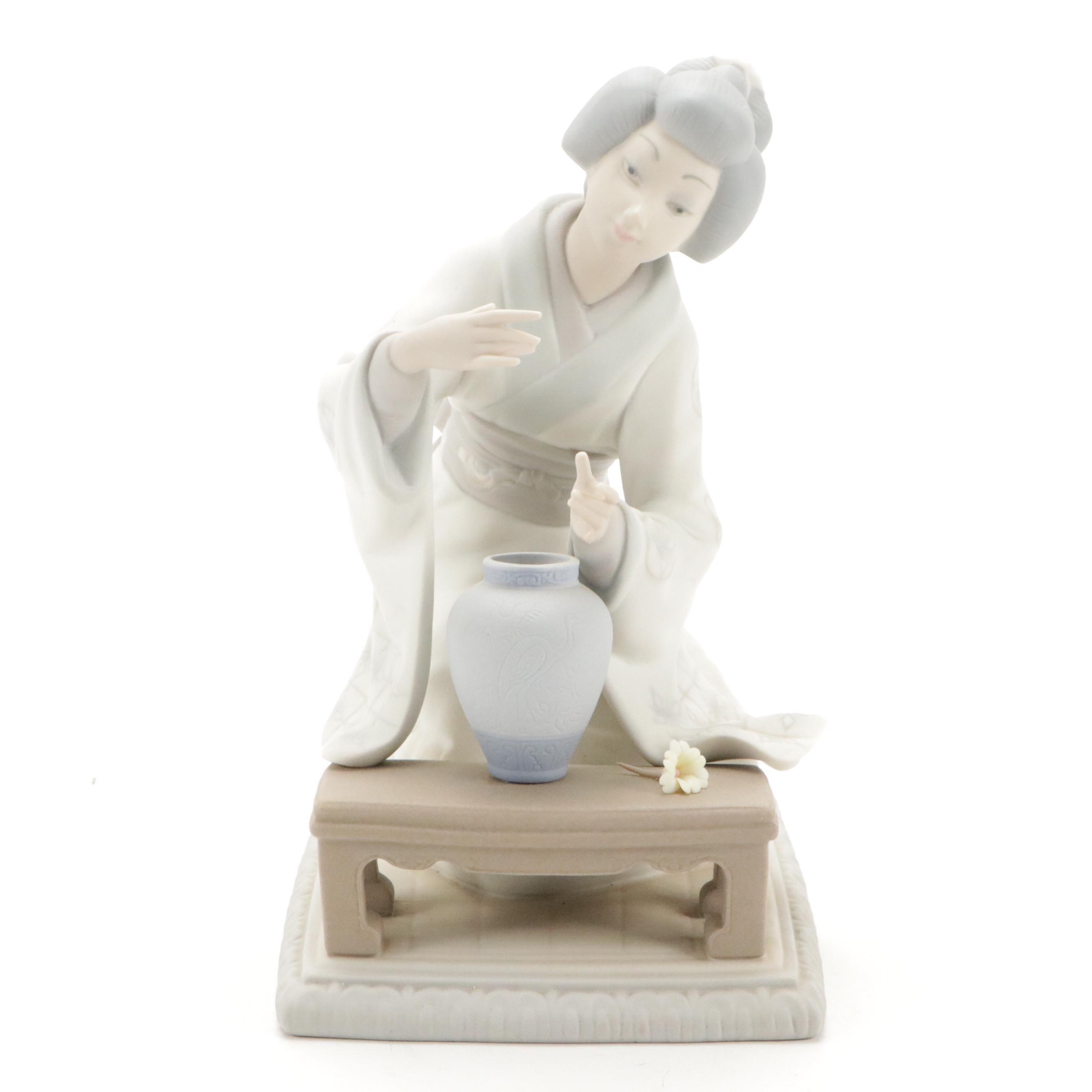 Lladró "Japanese Girl Decorating" and "Teruko" Porcelain Figurines
