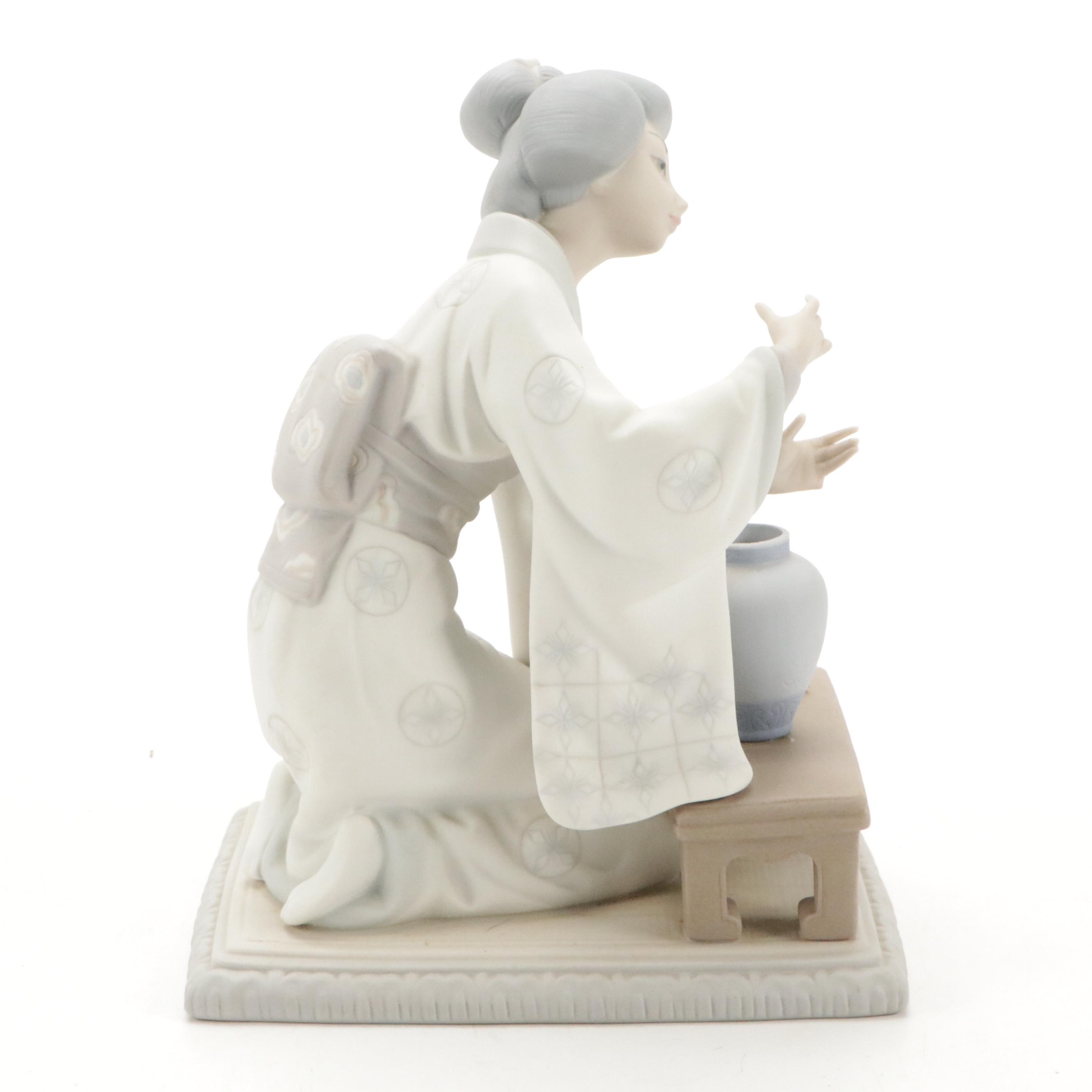 Lladró "Japanese Girl Decorating" and "Teruko" Porcelain Figurines