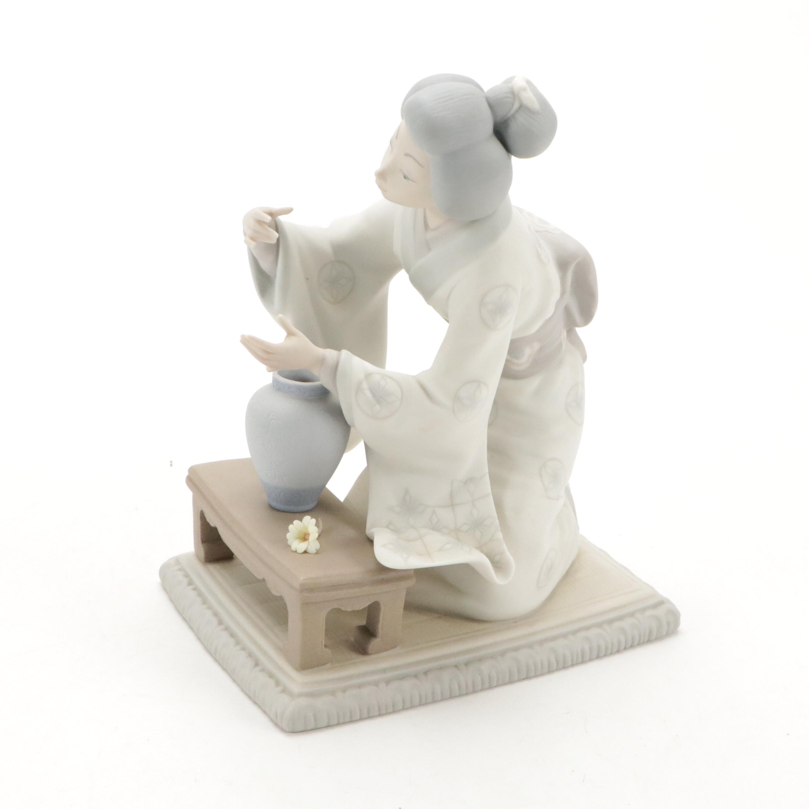 Lladró "Japanese Girl Decorating" and "Teruko" Porcelain Figurines