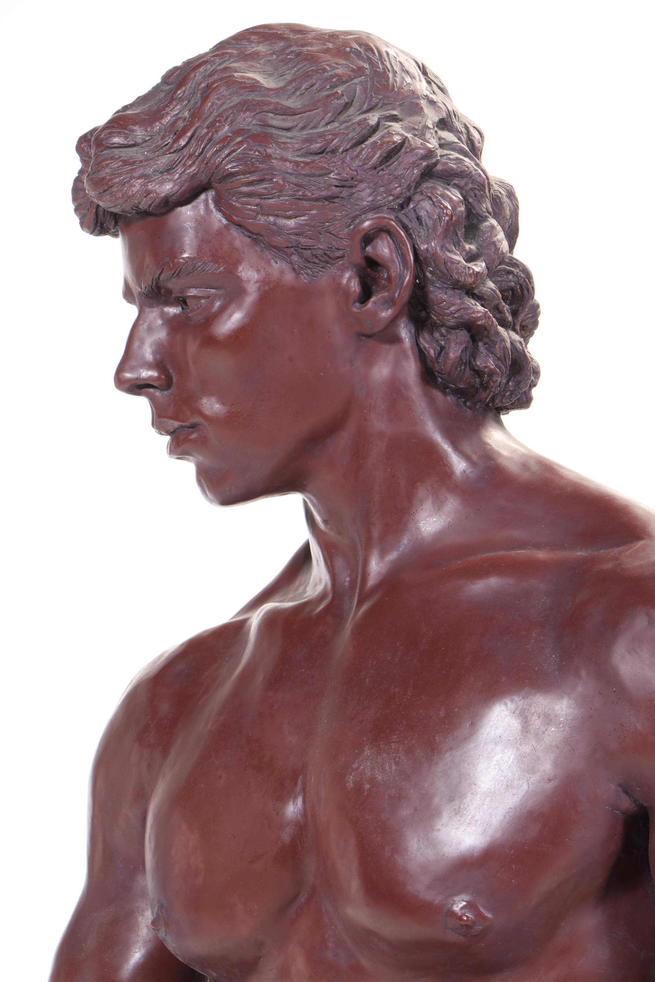 Gary Ross Life-Size Bronze-Patinated Fiberglass Standing Male Nude Sculpture
