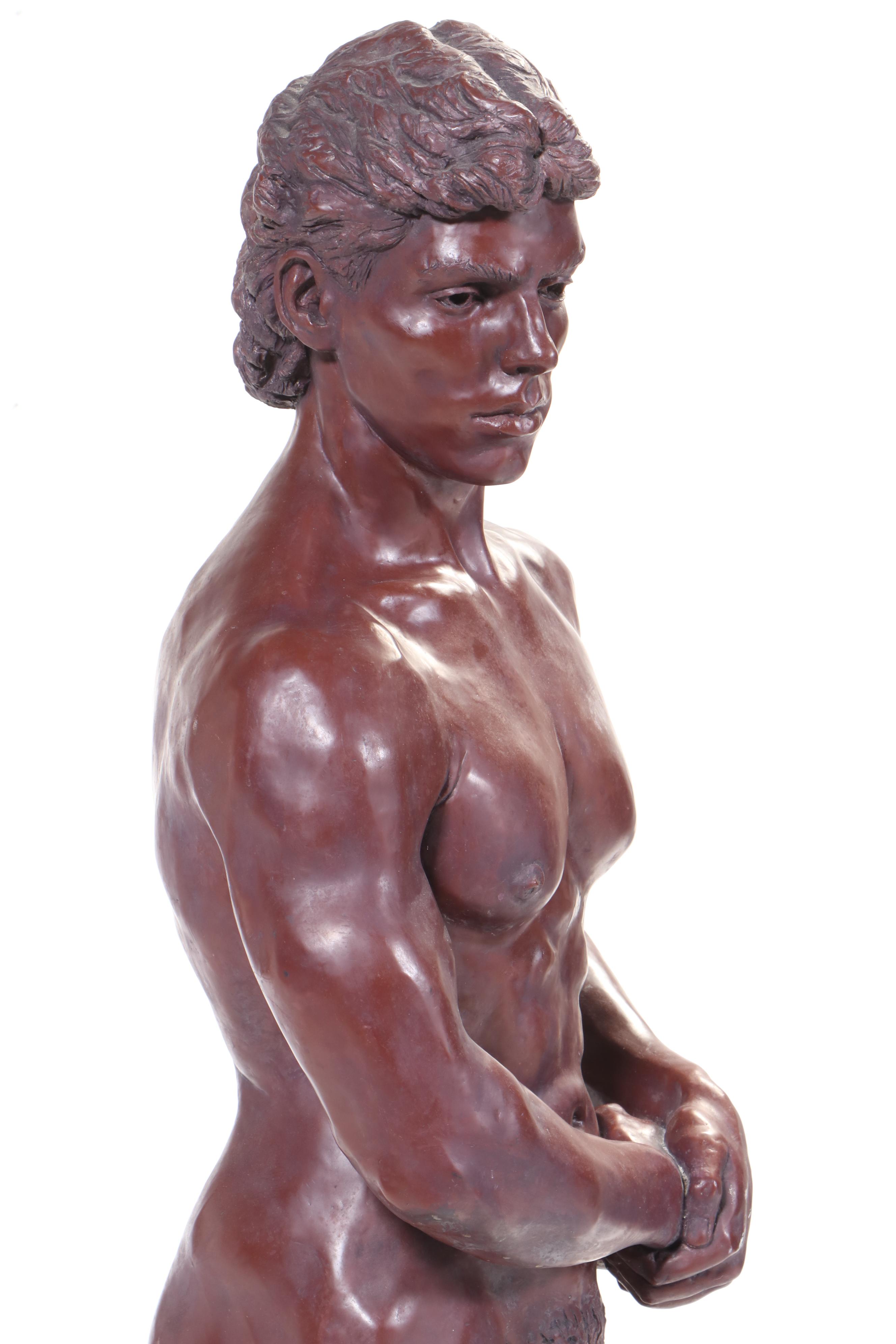 Gary Ross Life-Size Bronze-Patinated Fiberglass Standing Male Nude Sculpture