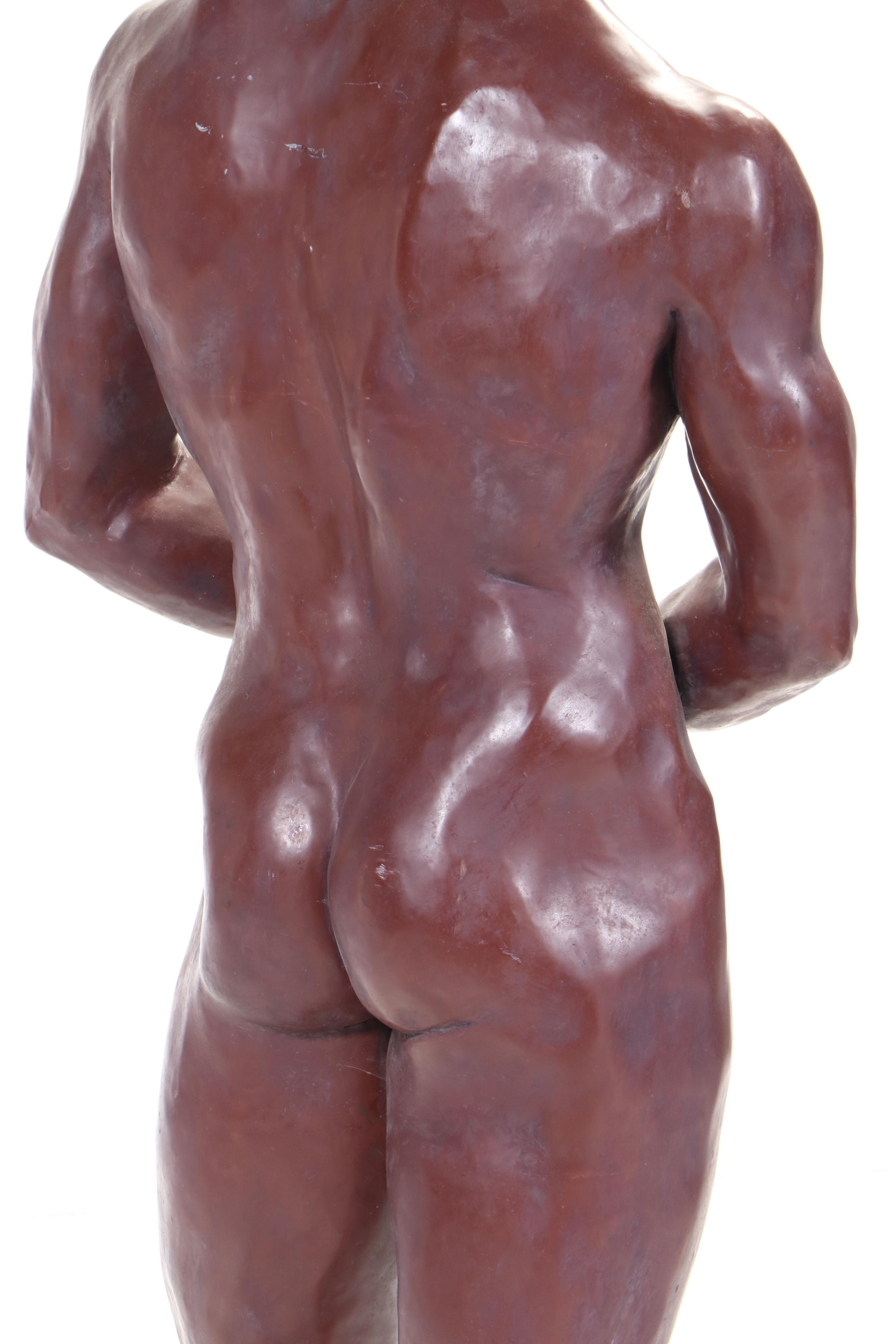 Gary Ross Life-Size Bronze-Patinated Fiberglass Standing Male Nude Sculpture
