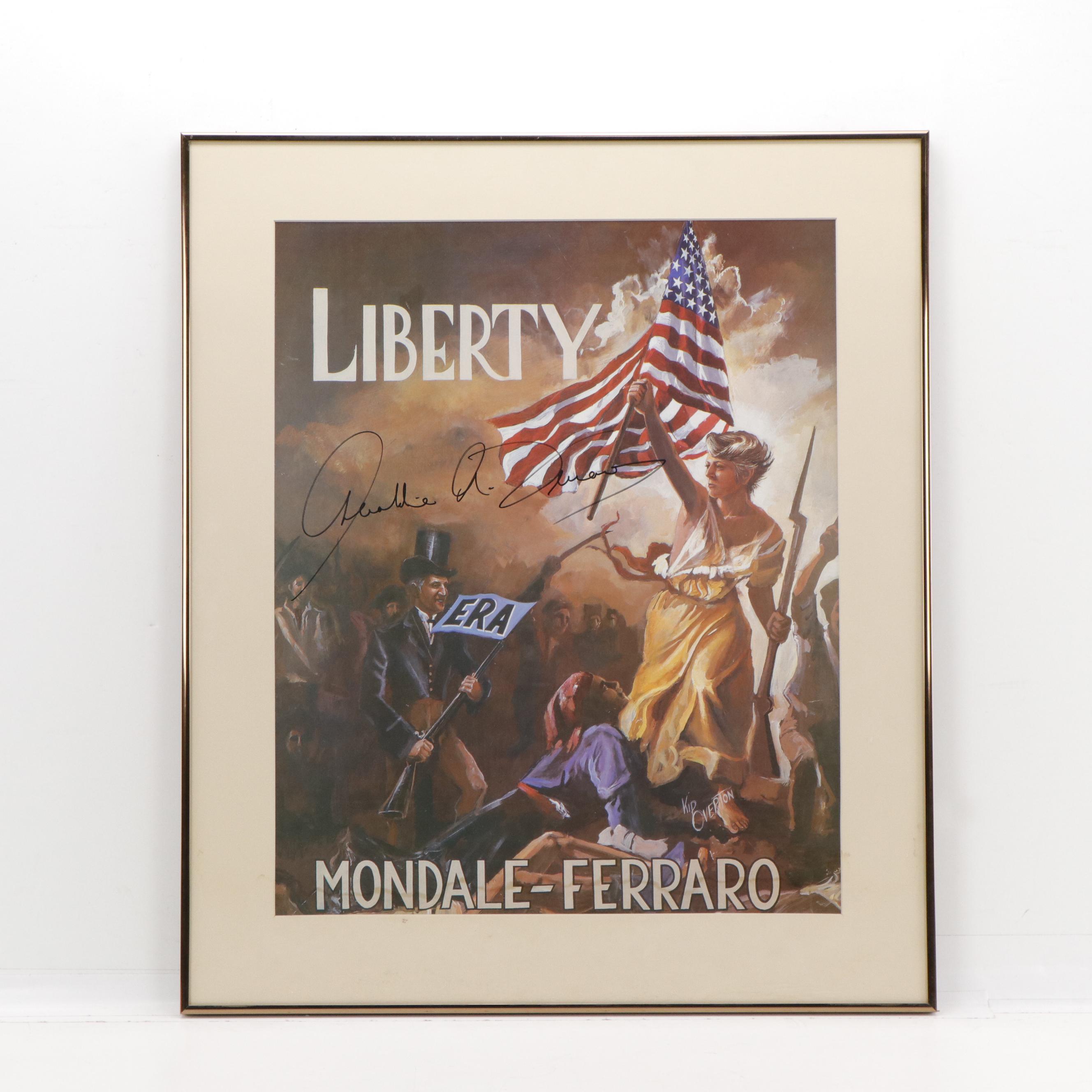 Geraldine A. Ferraro Signed Walter Mondale Presidential Campaign Poster