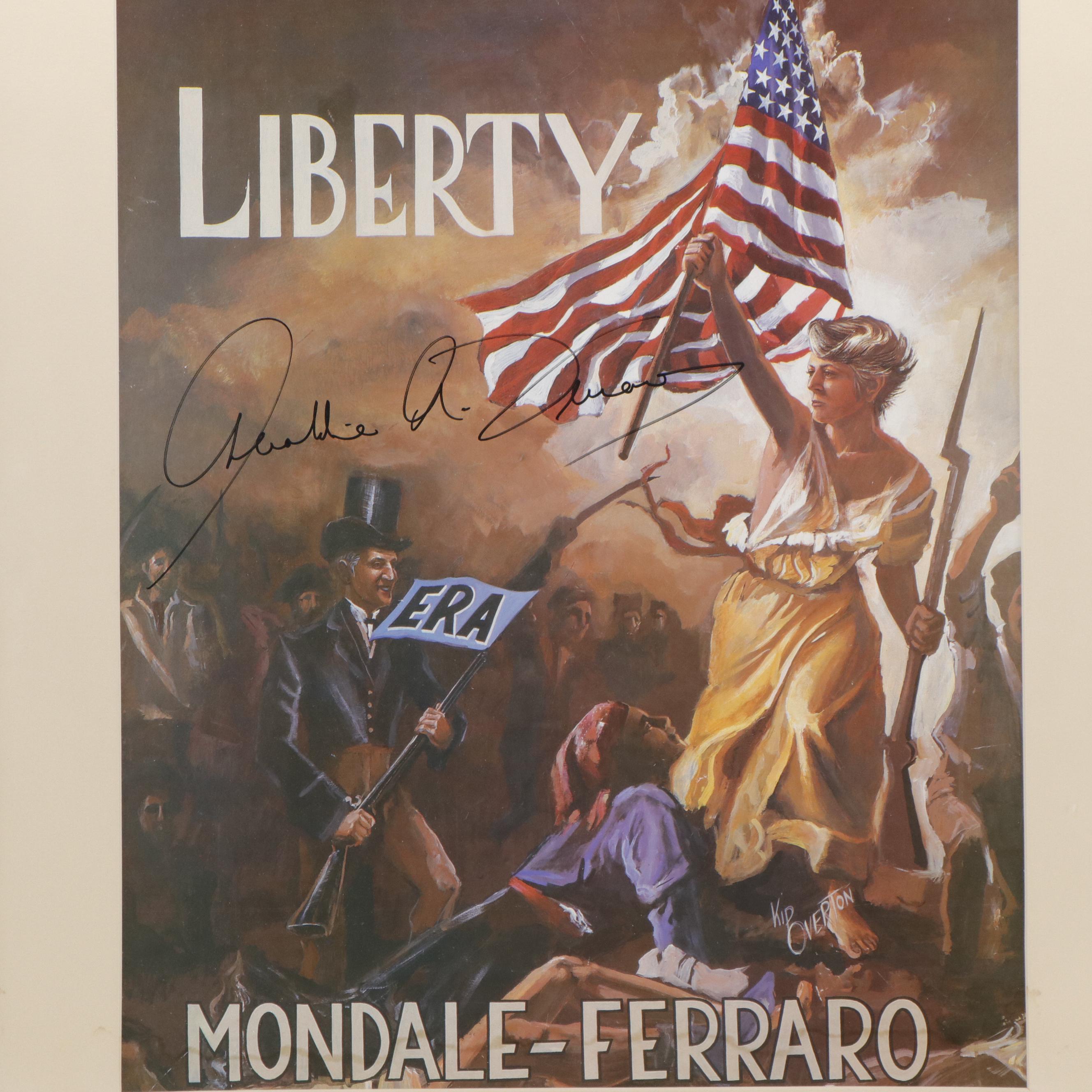 Geraldine A. Ferraro Signed Walter Mondale Presidential Campaign Poster