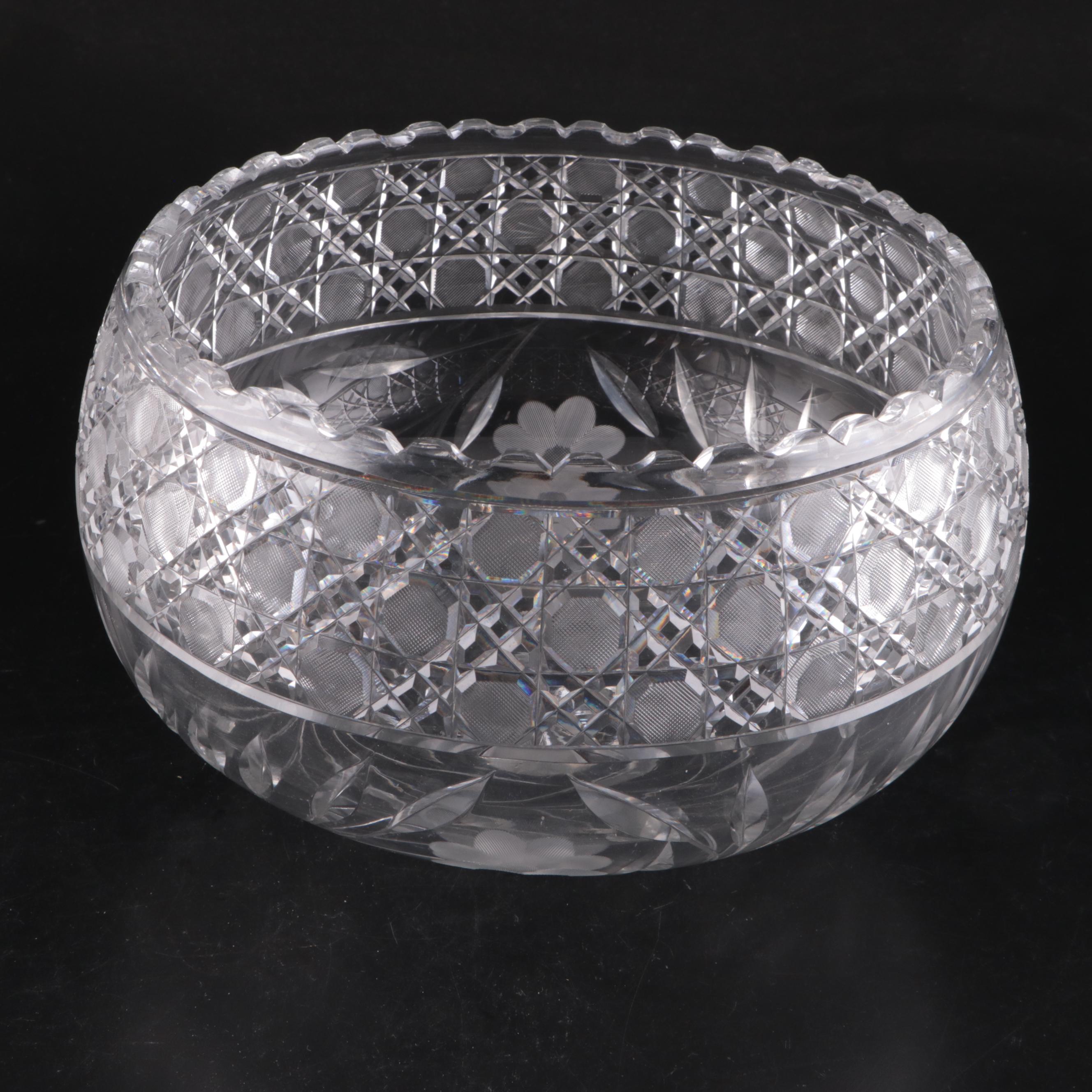 American Brilliant Style Cut Glass Punch Bowl with More Table Accessories