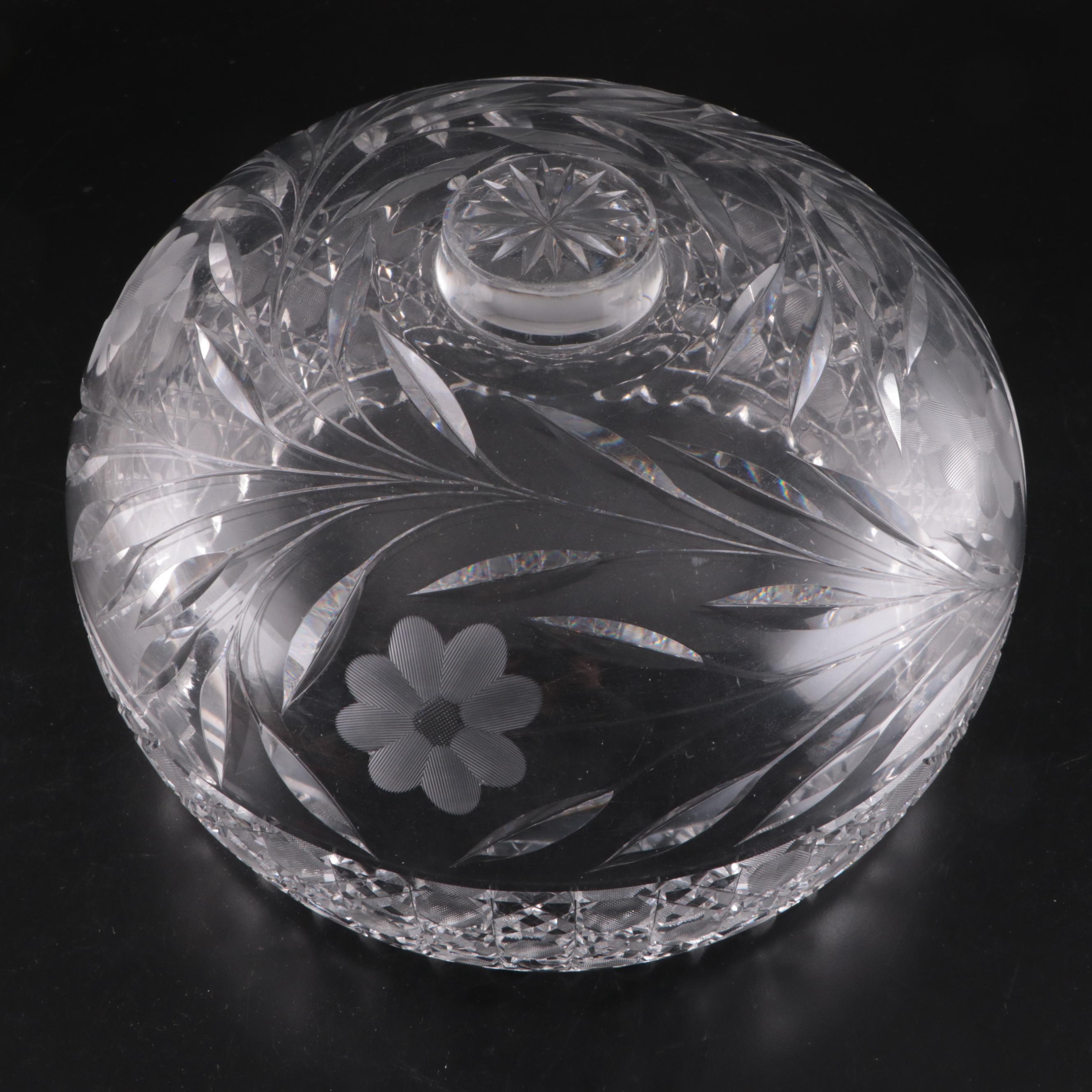 American Brilliant Style Cut Glass Punch Bowl with More Table Accessories