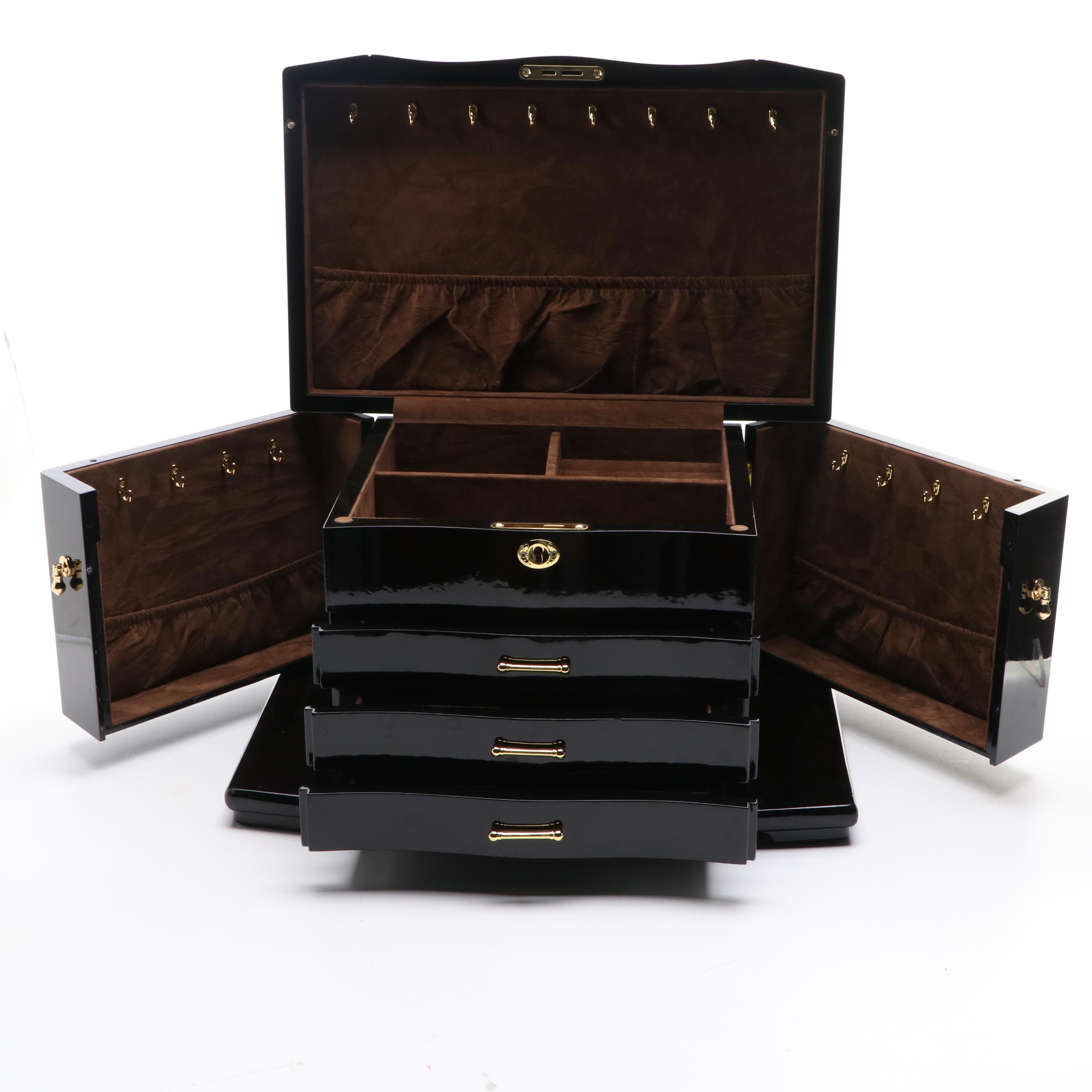 Jere Mahogany Finished Wood Jewelry Box