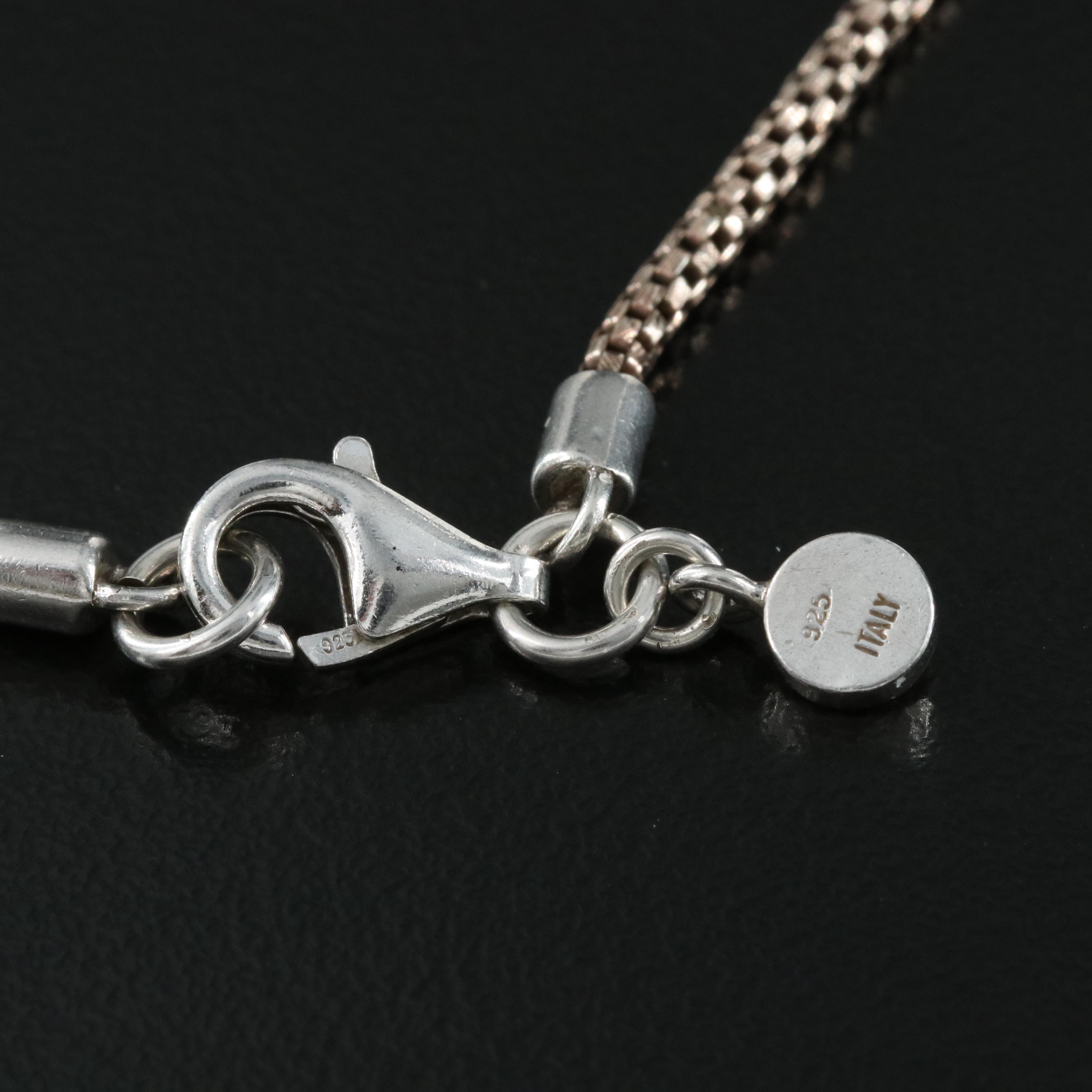 Sterling Diamond Cut Finish Bead Necklace