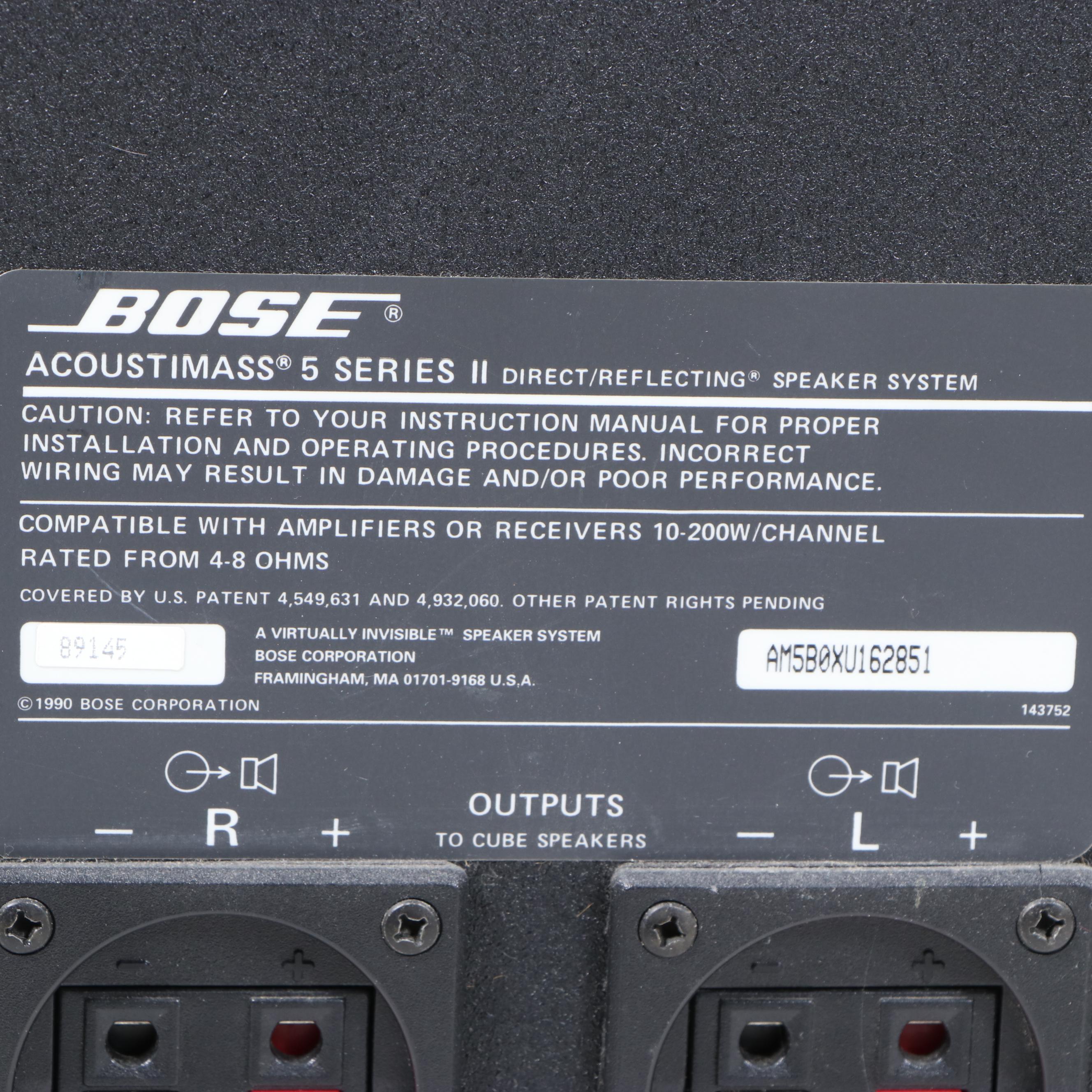 Bose "Acoustimass 5 Series II" Direct Reflecting Speaker System