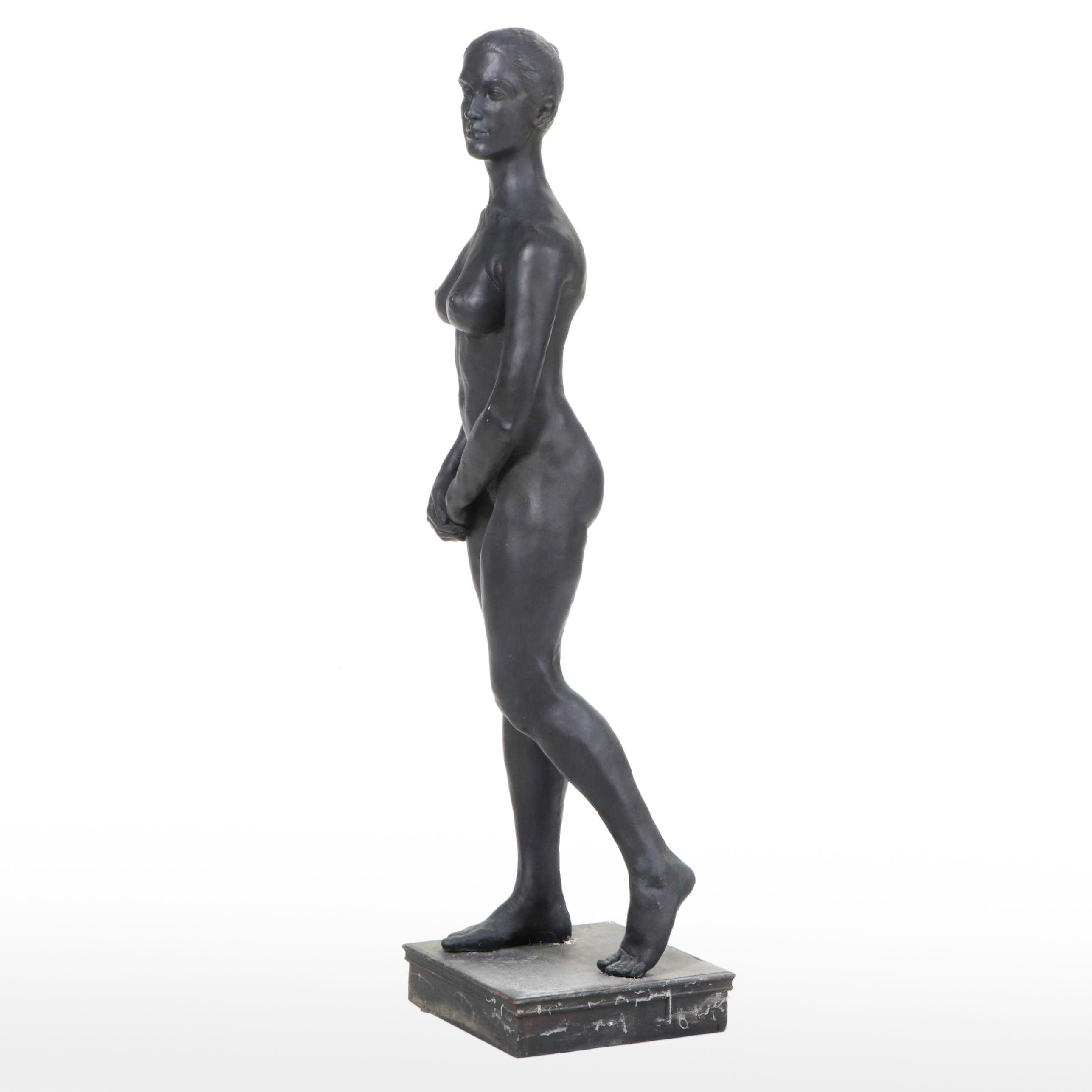 Gary Ross Life-Size Bronze-Patinated Fiberglass Standing Female Nude Sculpture