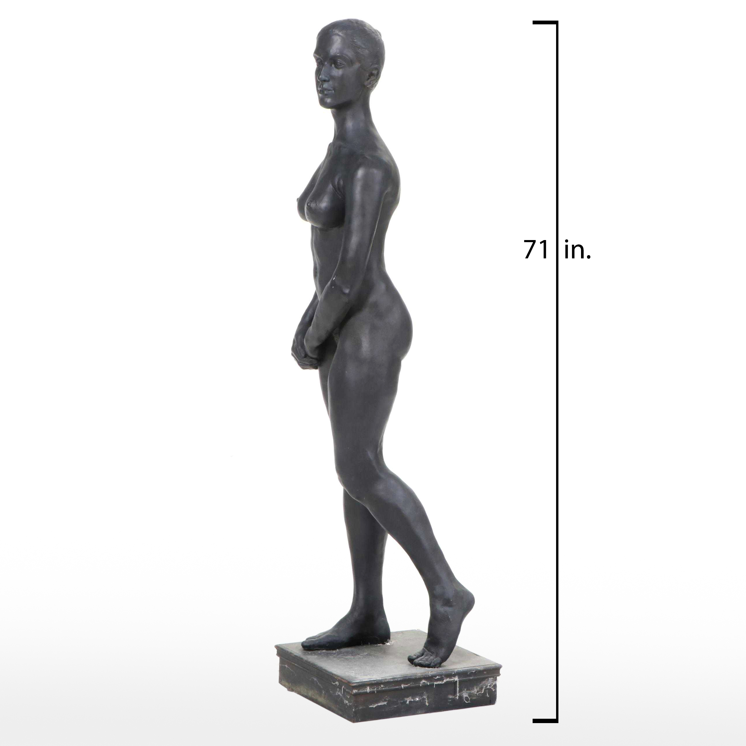 Gary Ross Life-Size Bronze-Patinated Fiberglass Standing Female Nude Sculpture