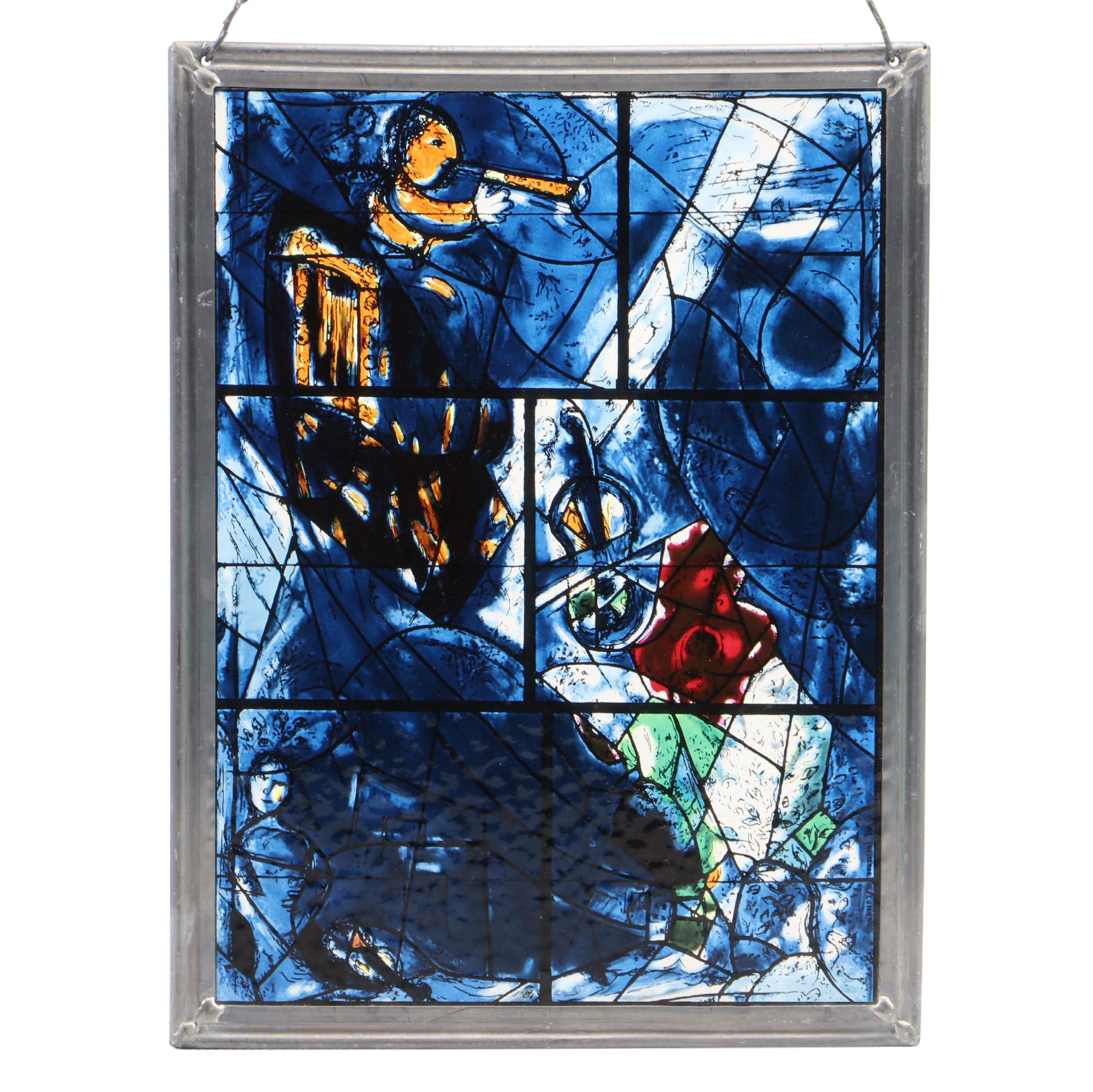 Glassmasters "Music" Stained Glass Suncatcher Panel After Marc Chagall