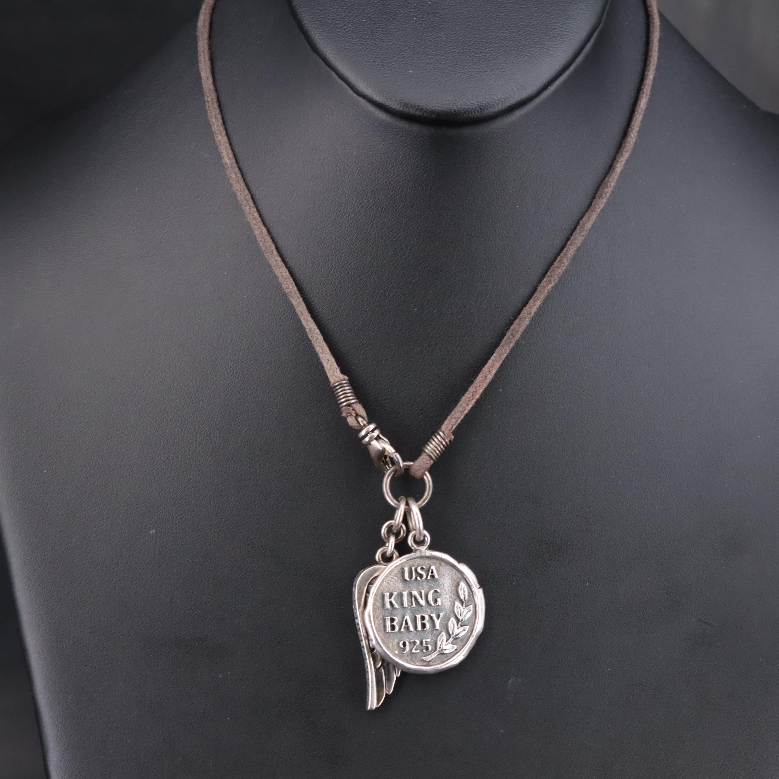 King Baby Sterling Wing and Heart Necklace