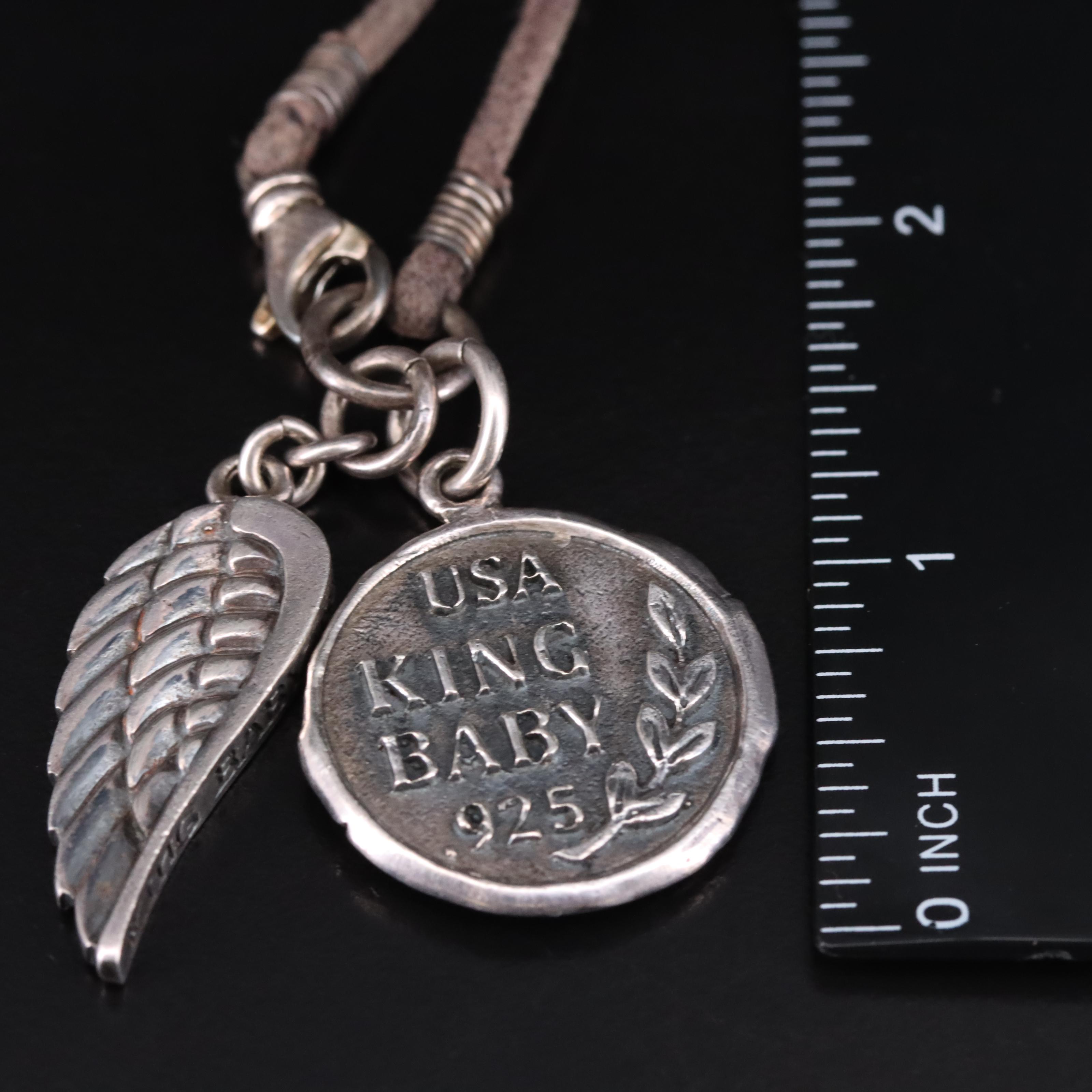 King Baby Sterling Wing and Heart Necklace