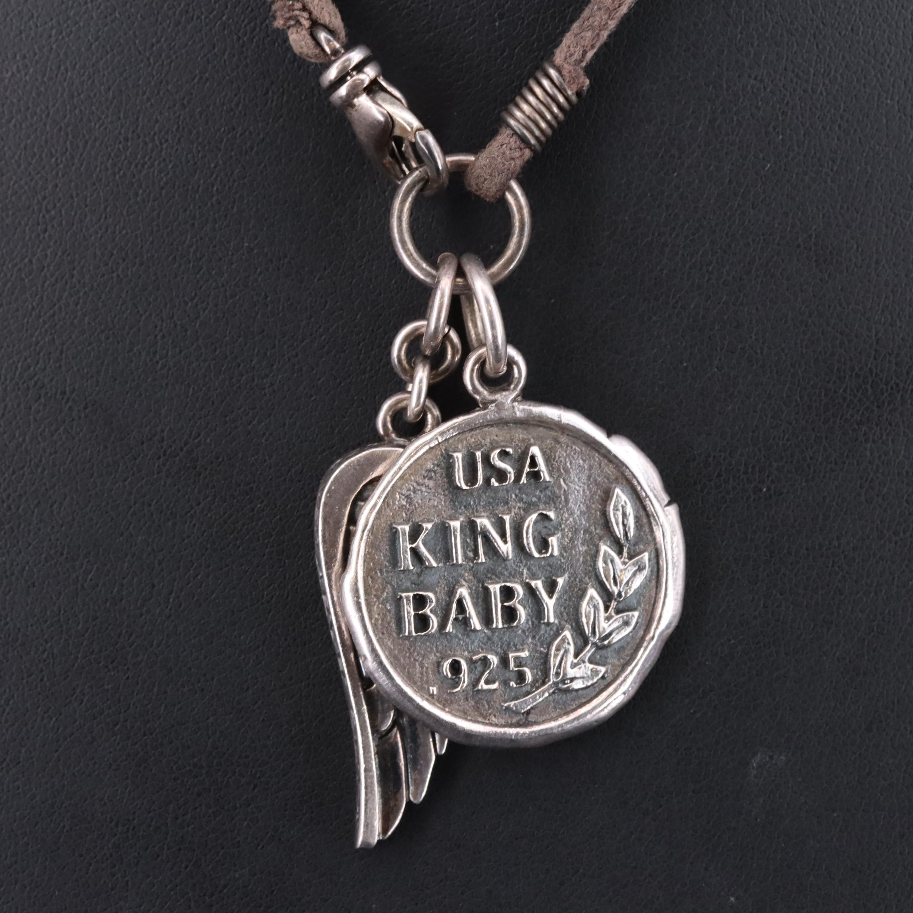 King Baby Sterling Wing and Heart Necklace