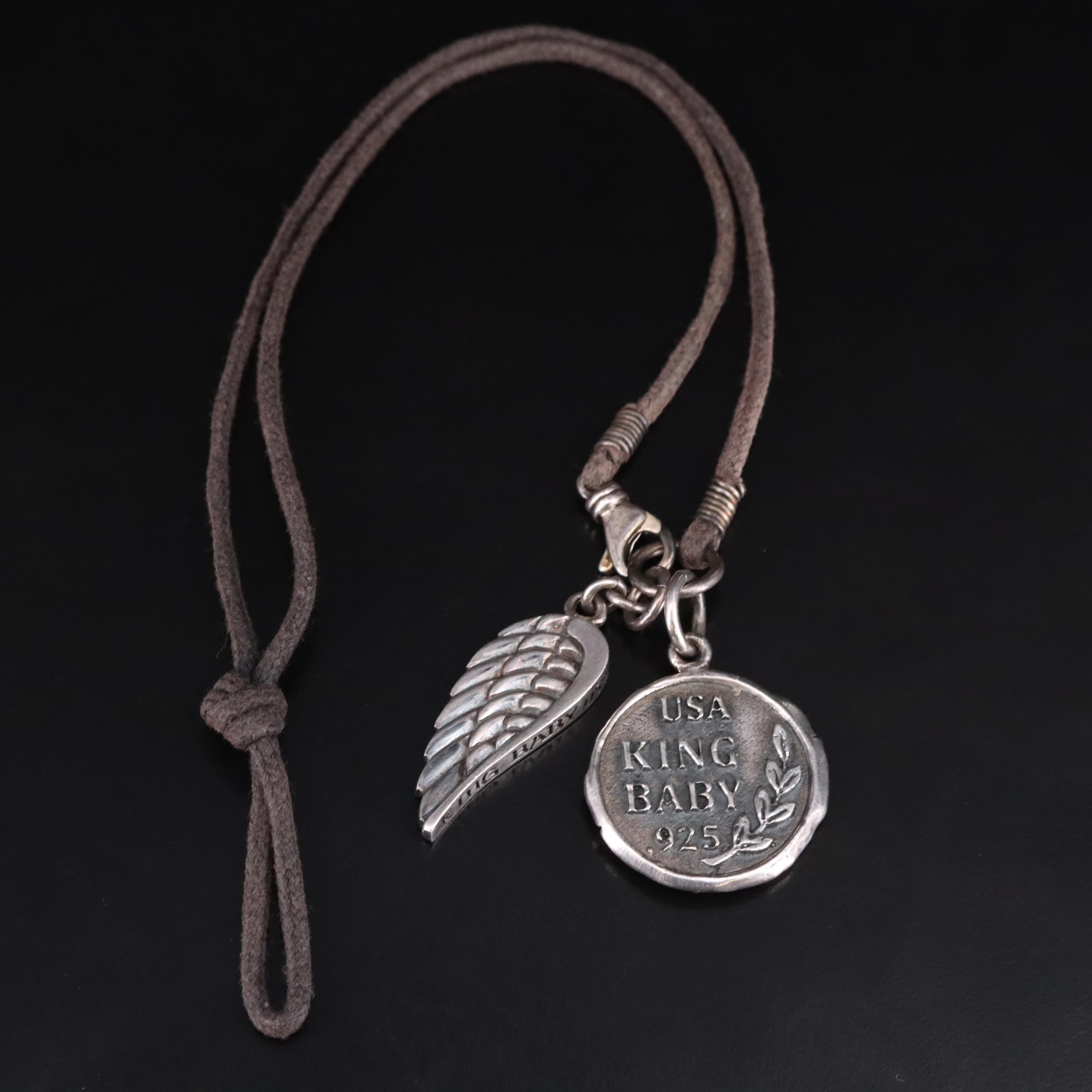 King Baby Sterling Wing and Heart Necklace