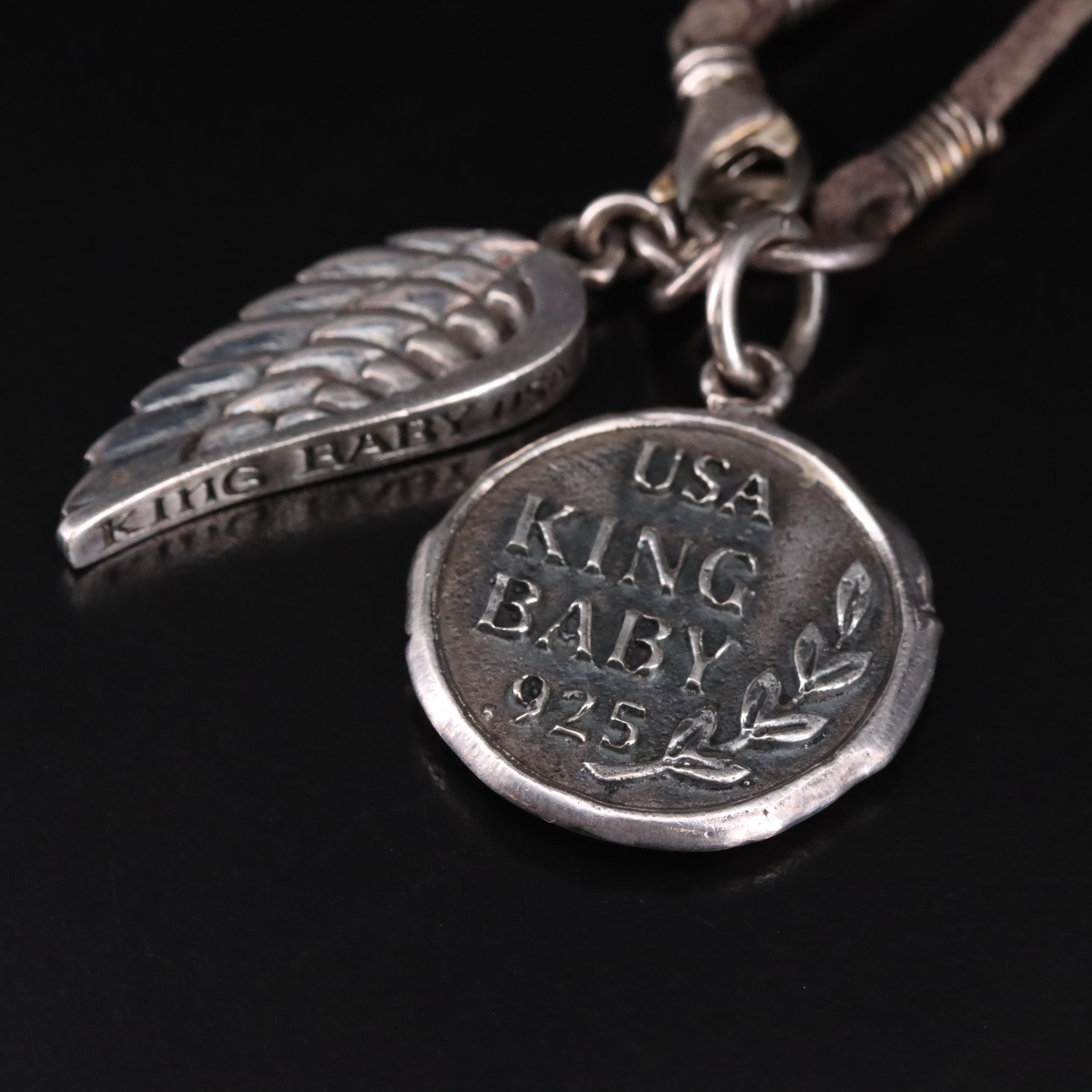 King Baby Sterling Wing and Heart Necklace