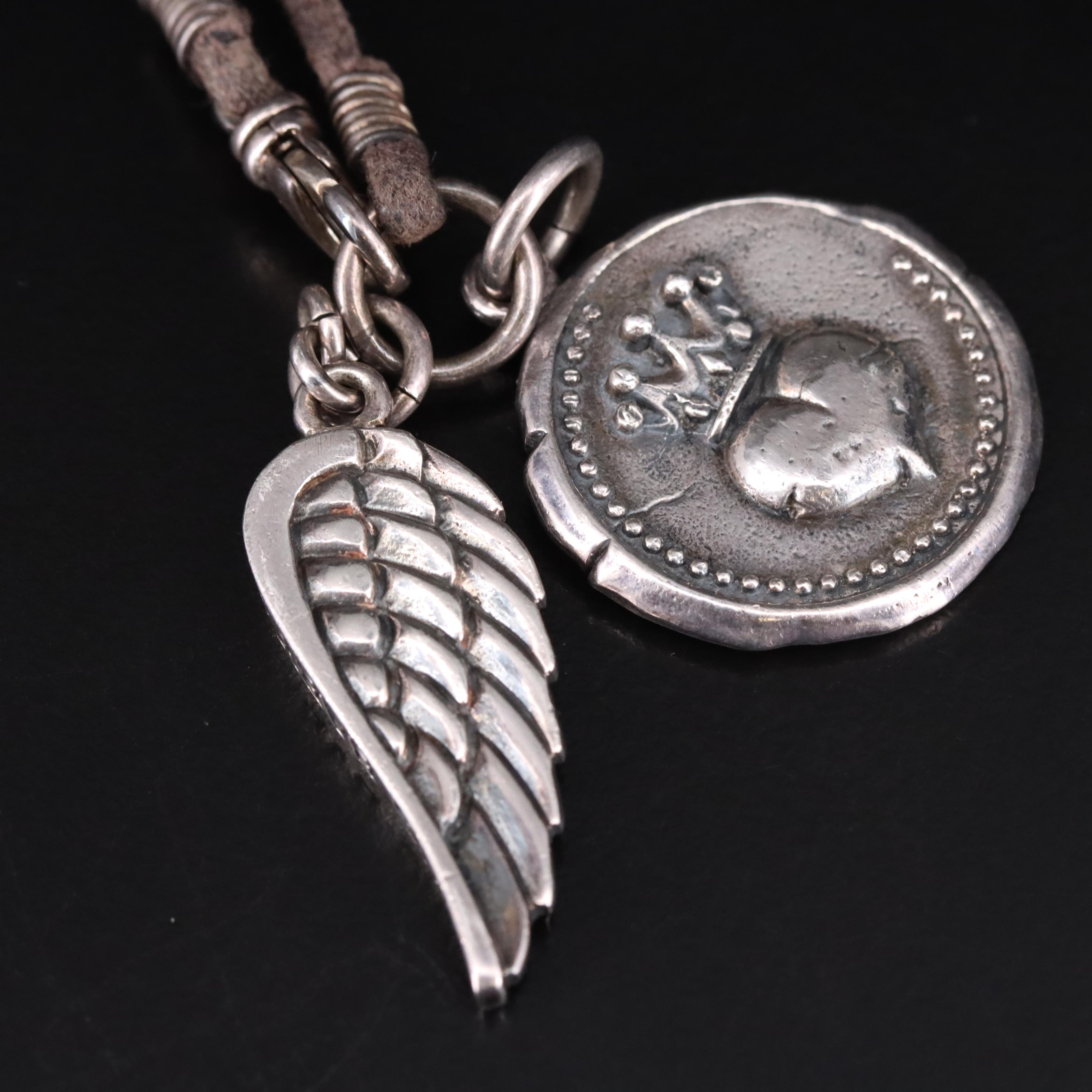 King Baby Sterling Wing and Heart Necklace