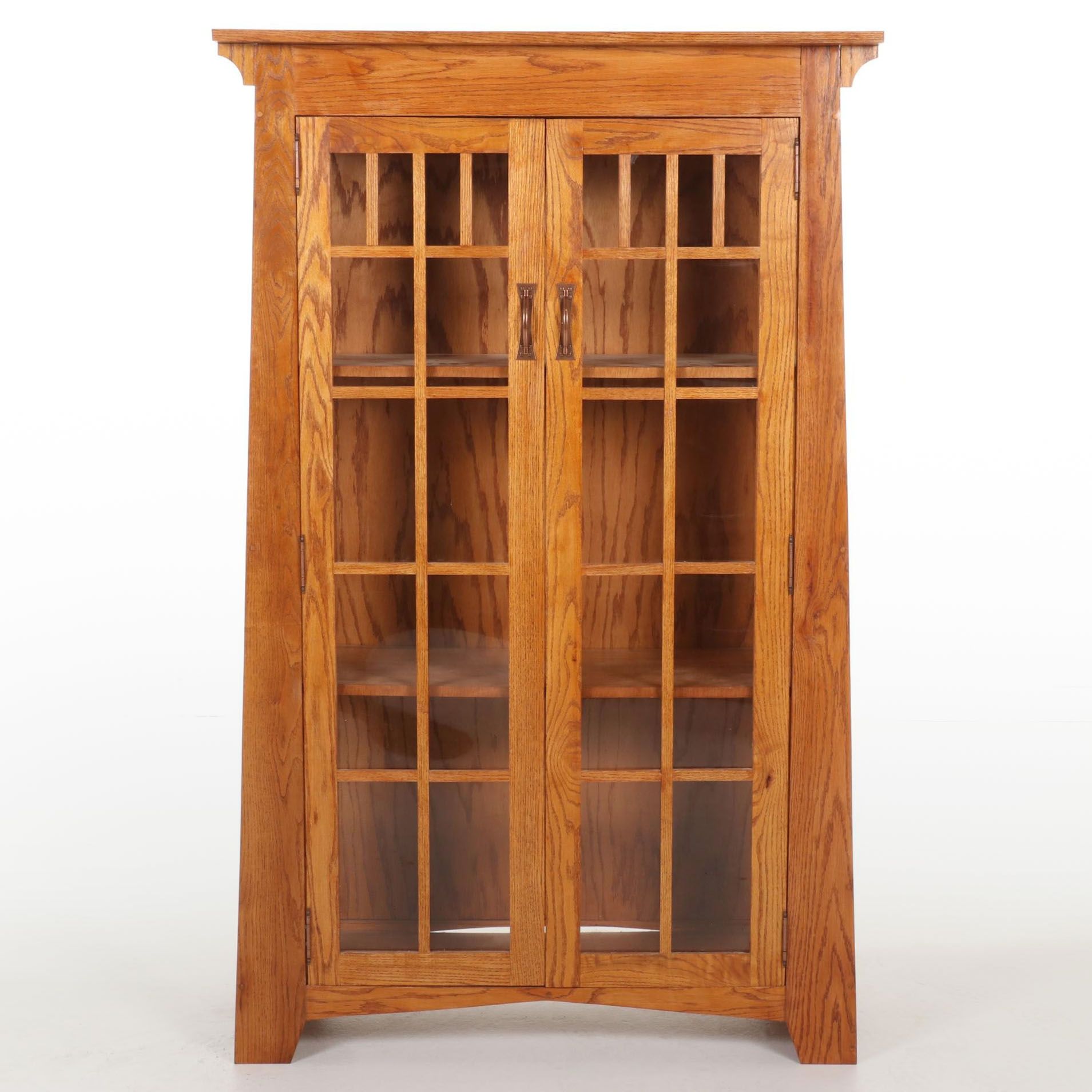 Arts & Crafts Style Oak Bookcase Cabinet