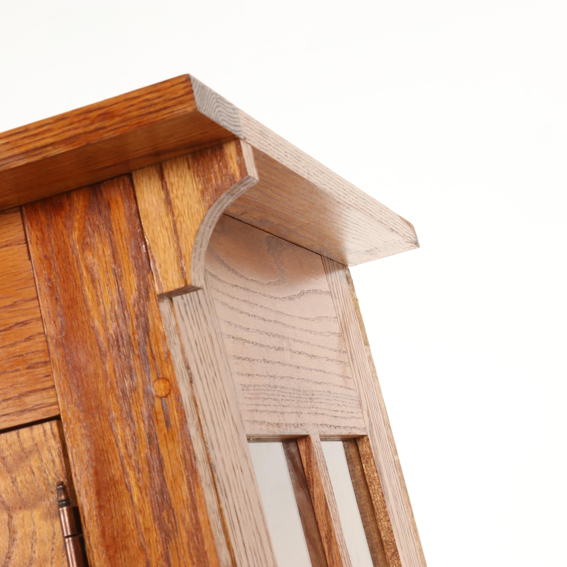 Arts & Crafts Style Oak Bookcase Cabinet