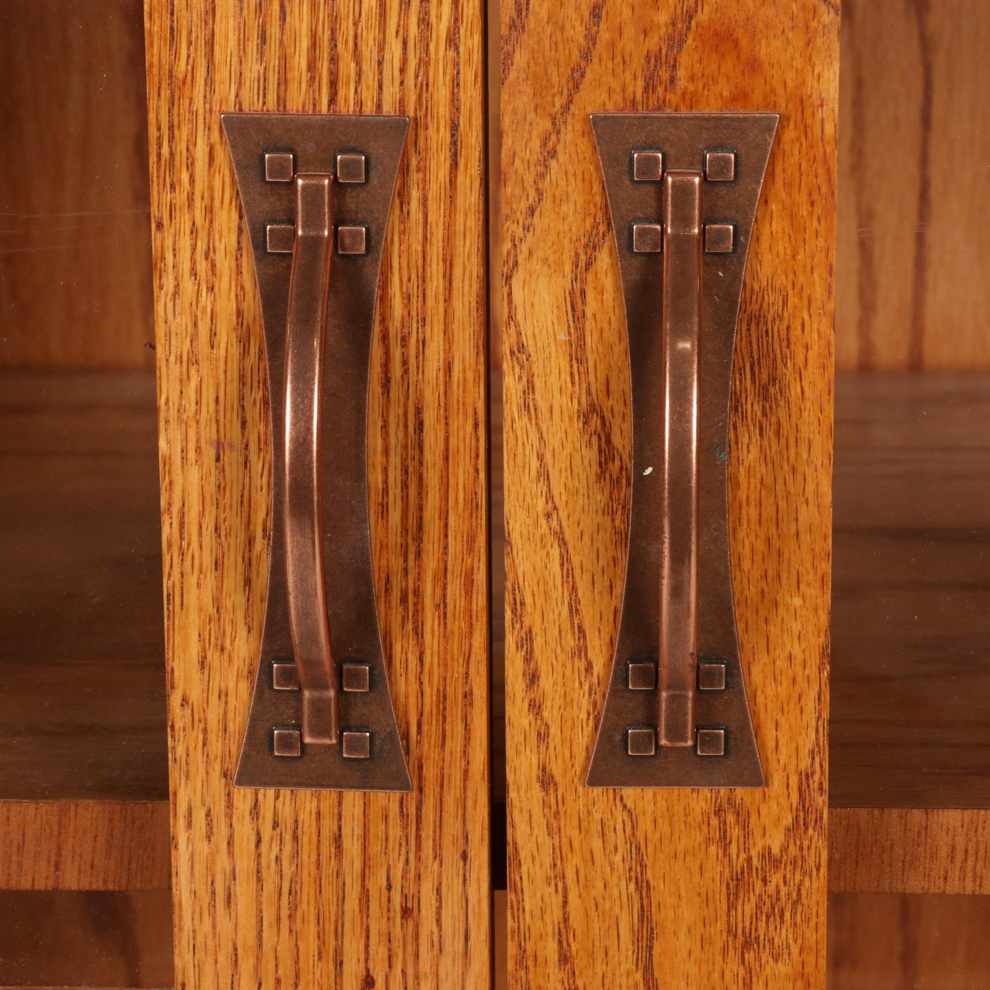 Arts & Crafts Style Oak Bookcase Cabinet