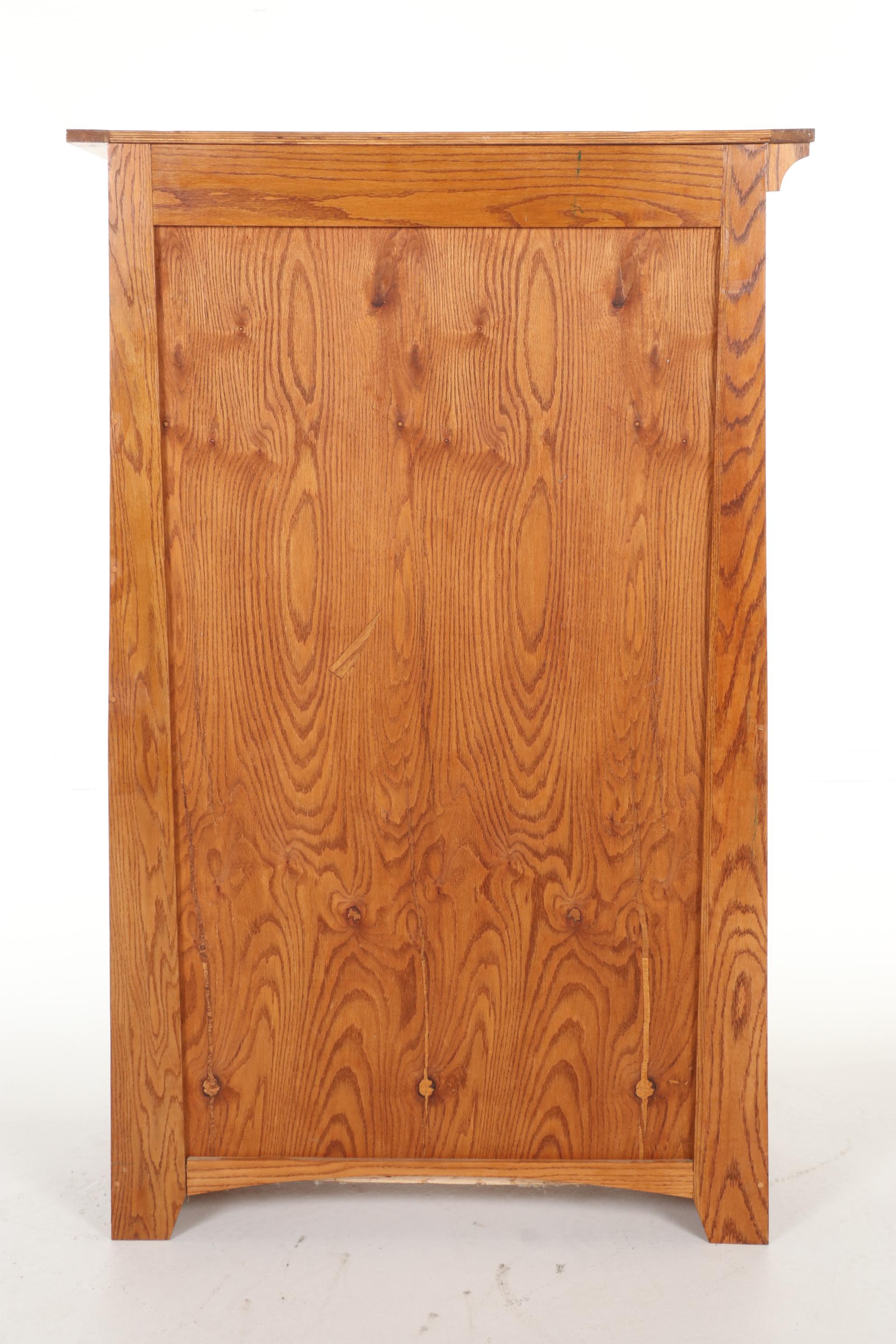 Arts & Crafts Style Oak Bookcase Cabinet