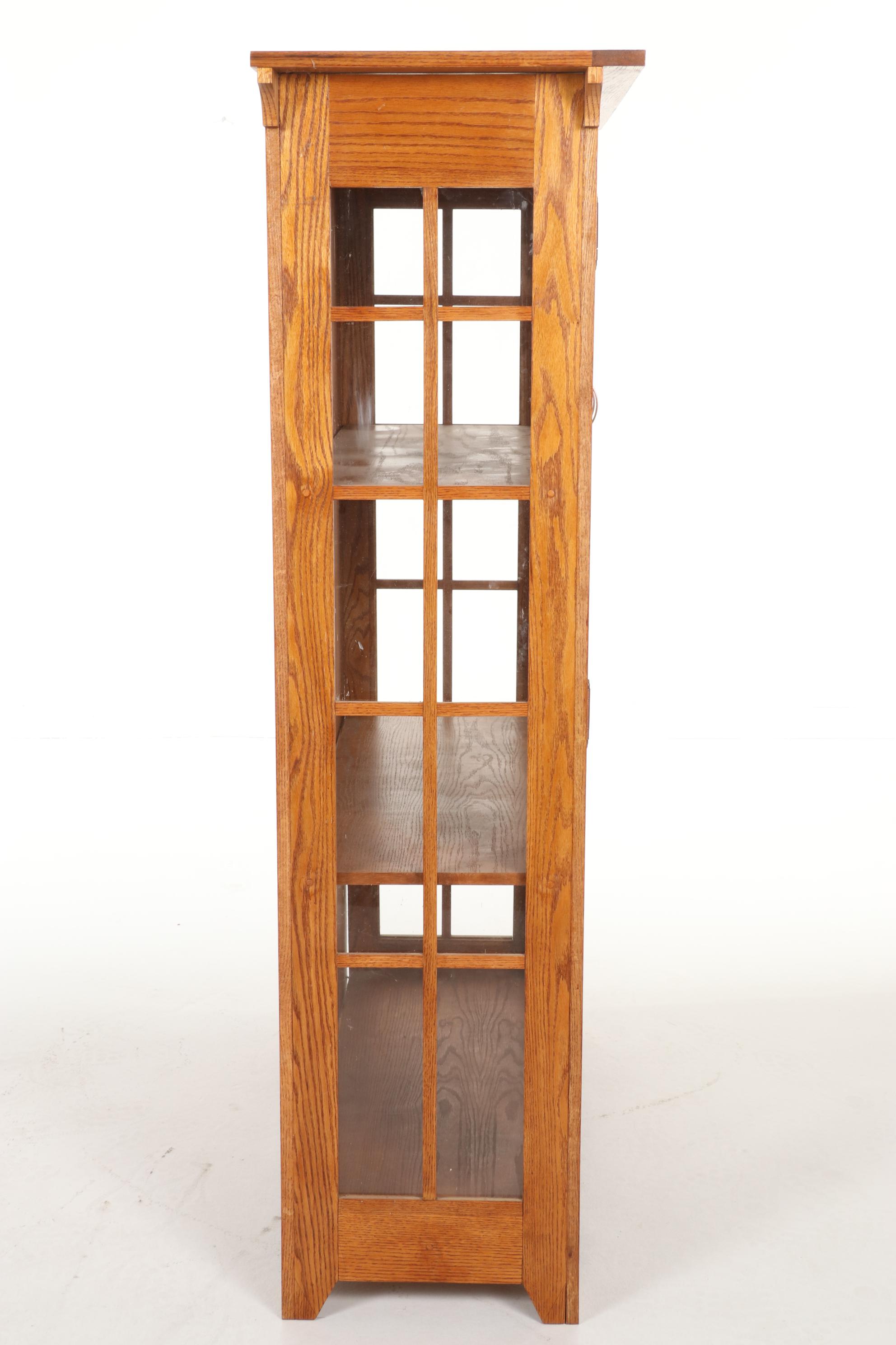 Arts & Crafts Style Oak Bookcase Cabinet