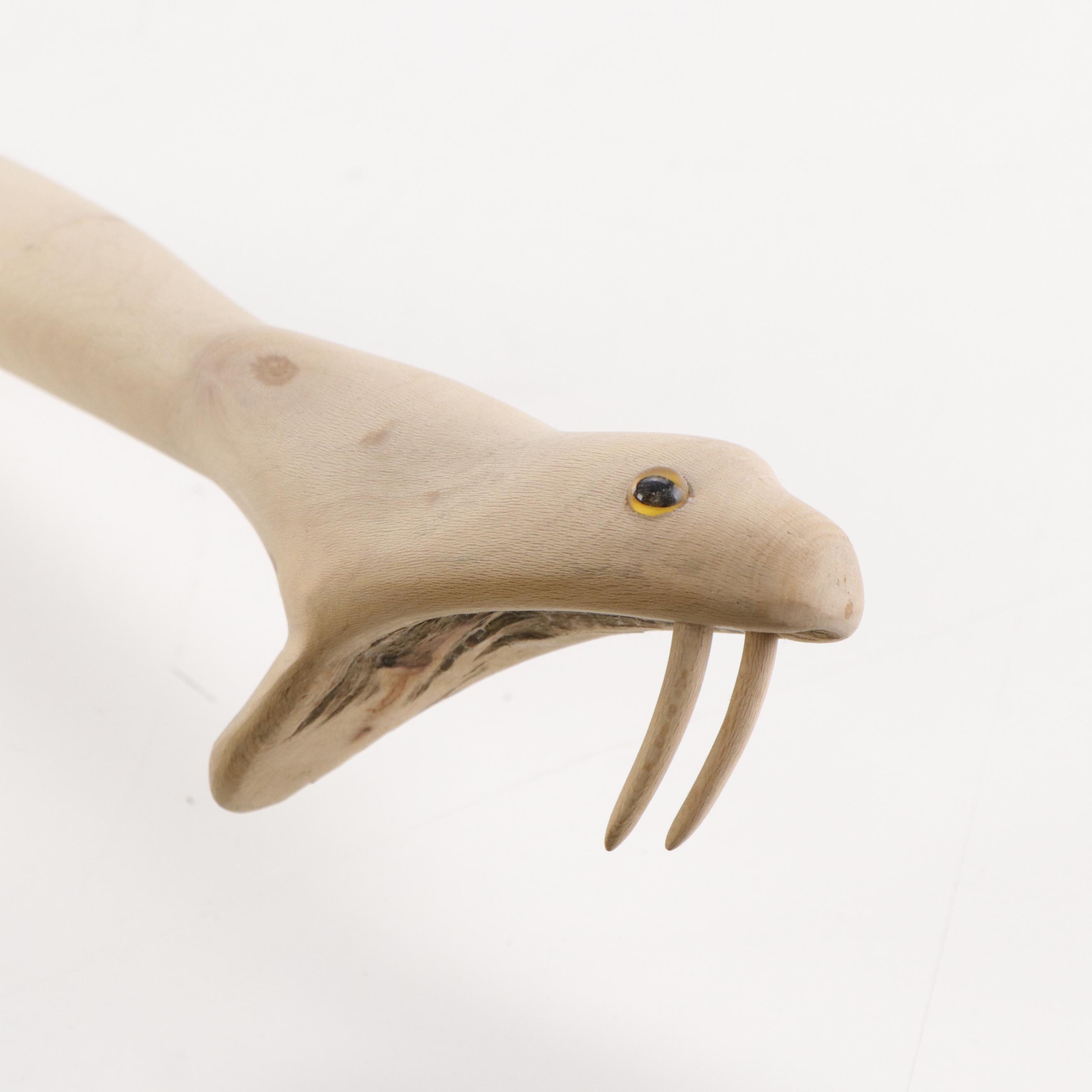 Folk Art Hand-Carved Wooden Snakes