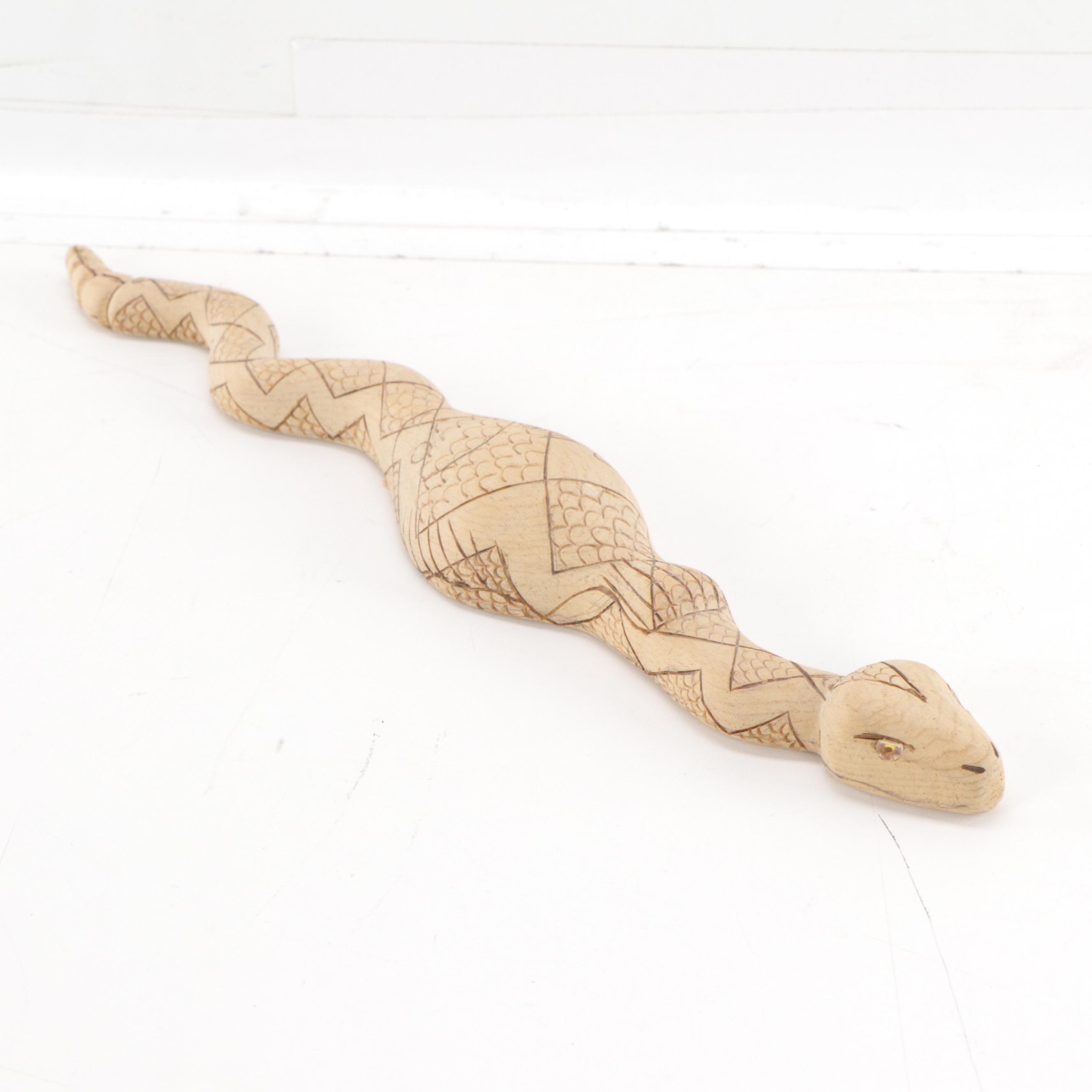 Folk Art Hand-Carved Wooden Snakes