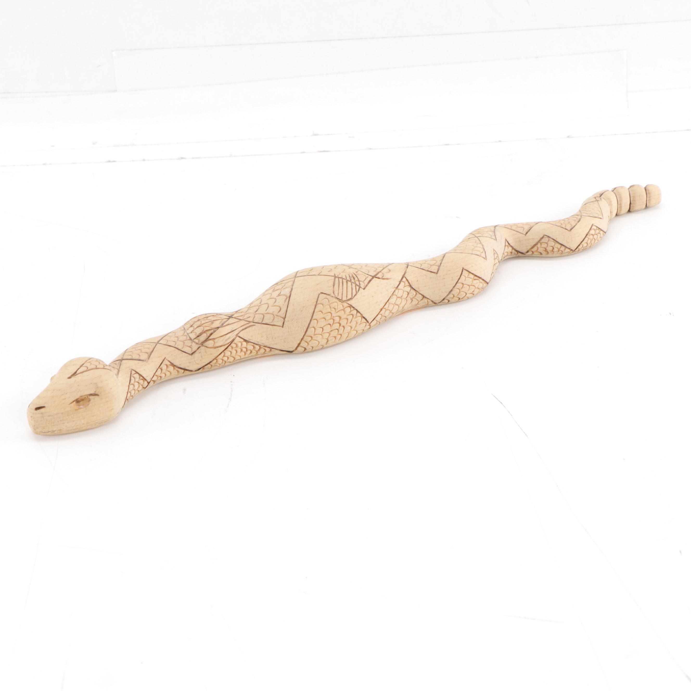 Folk Art Hand-Carved Wooden Snakes