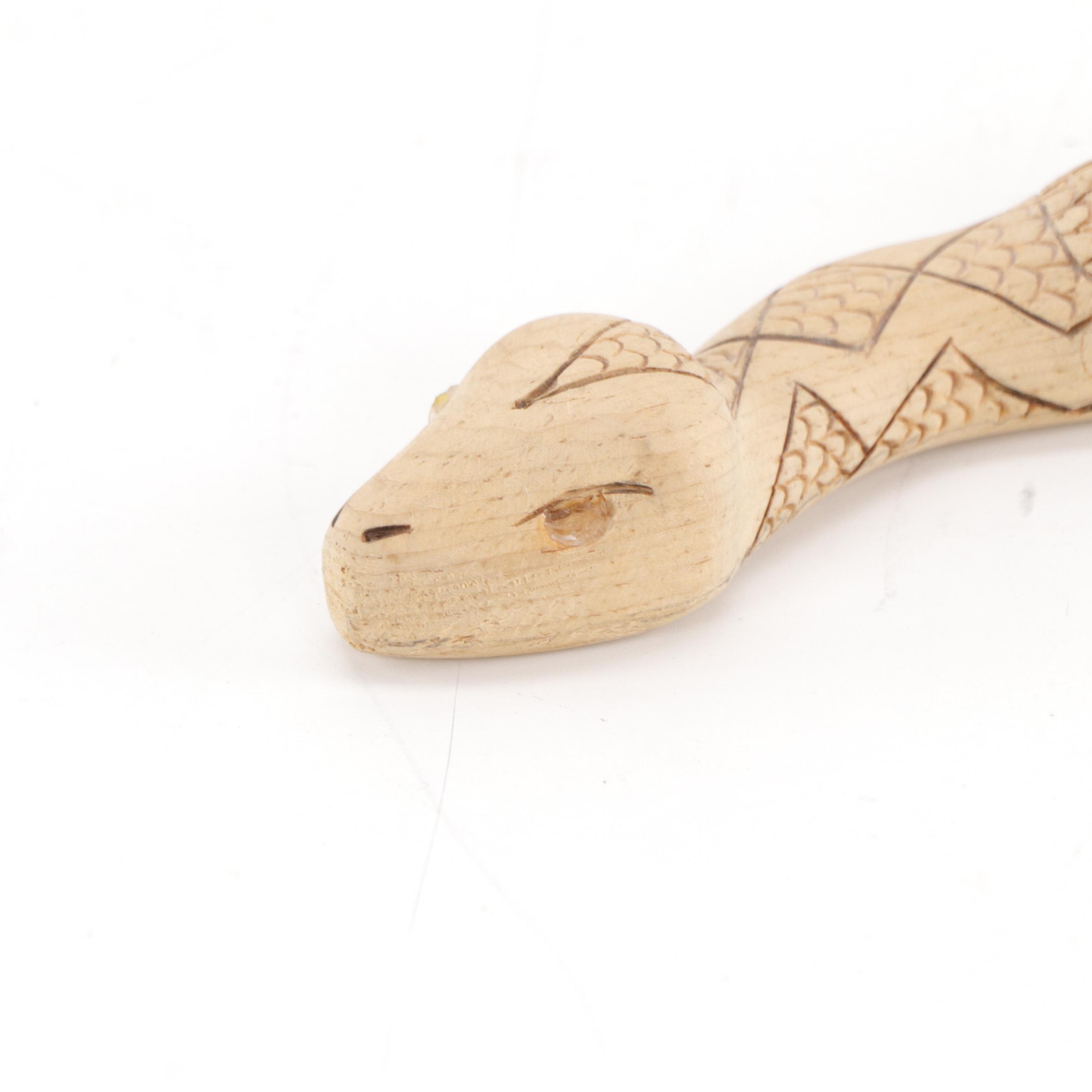 Folk Art Hand-Carved Wooden Snakes