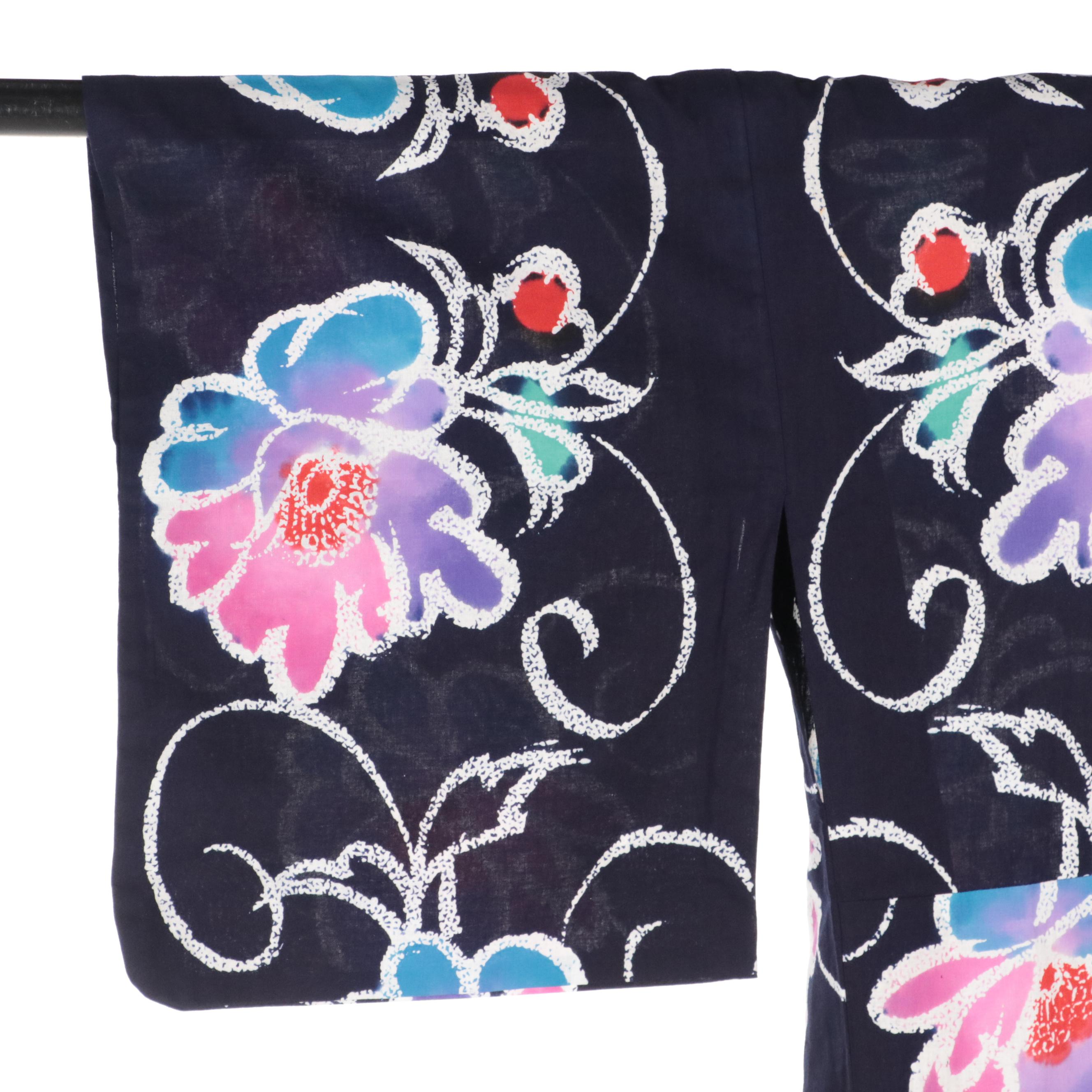 Japanese Lightweight Floral Dyed Cotton Yukata