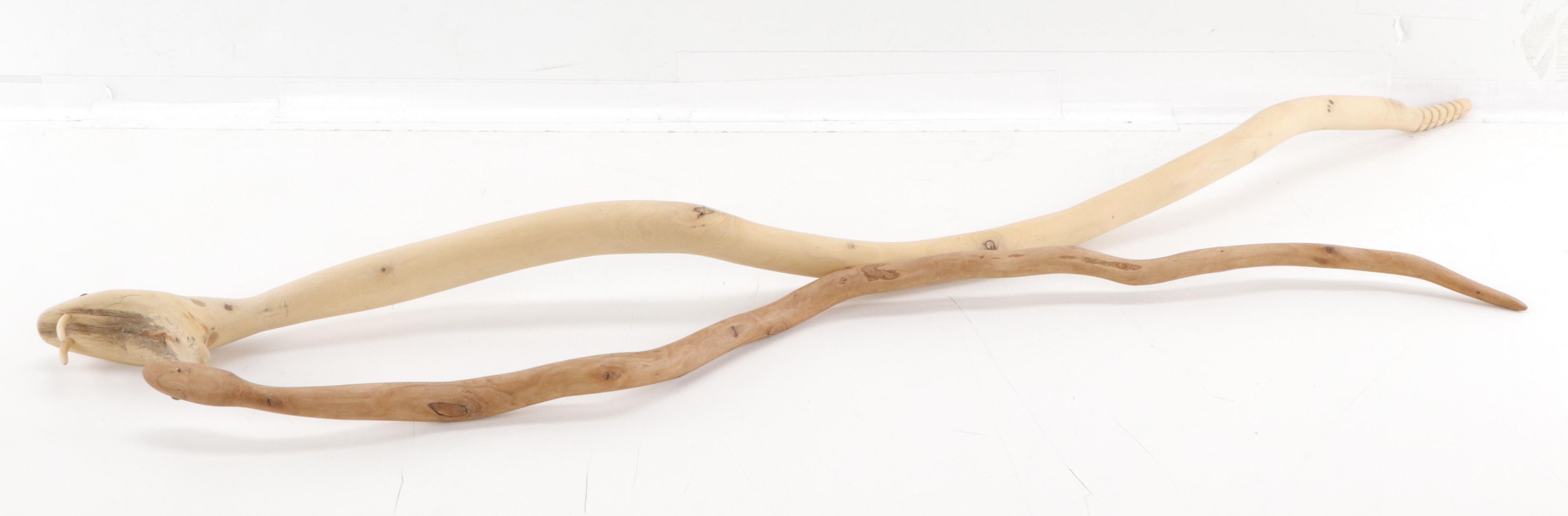 Folk Art Hand-Carved Wooden Snakes