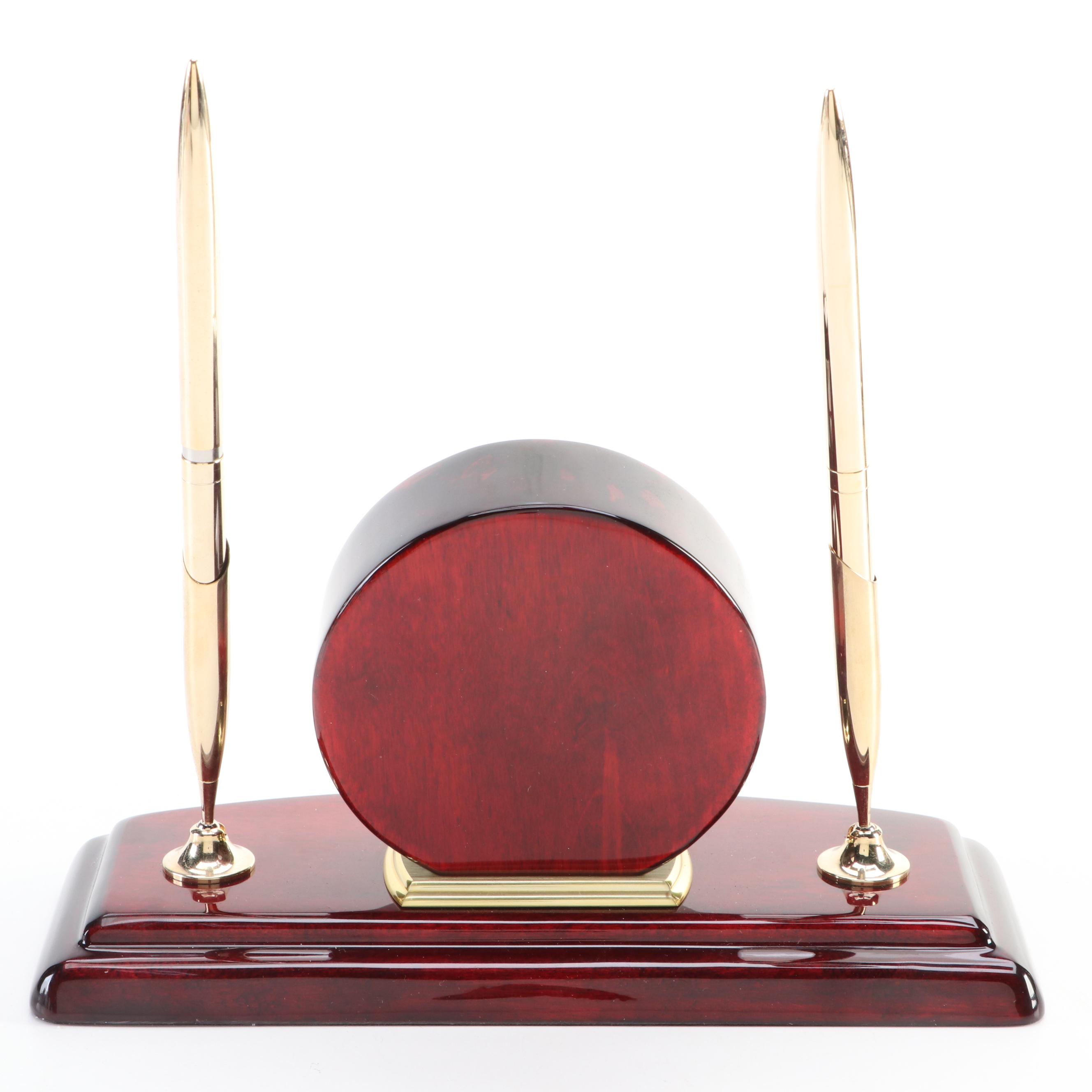 Chass Quartz Desk Clock with Bey-Berk Wall Hanging Thermometer & Barometer Set