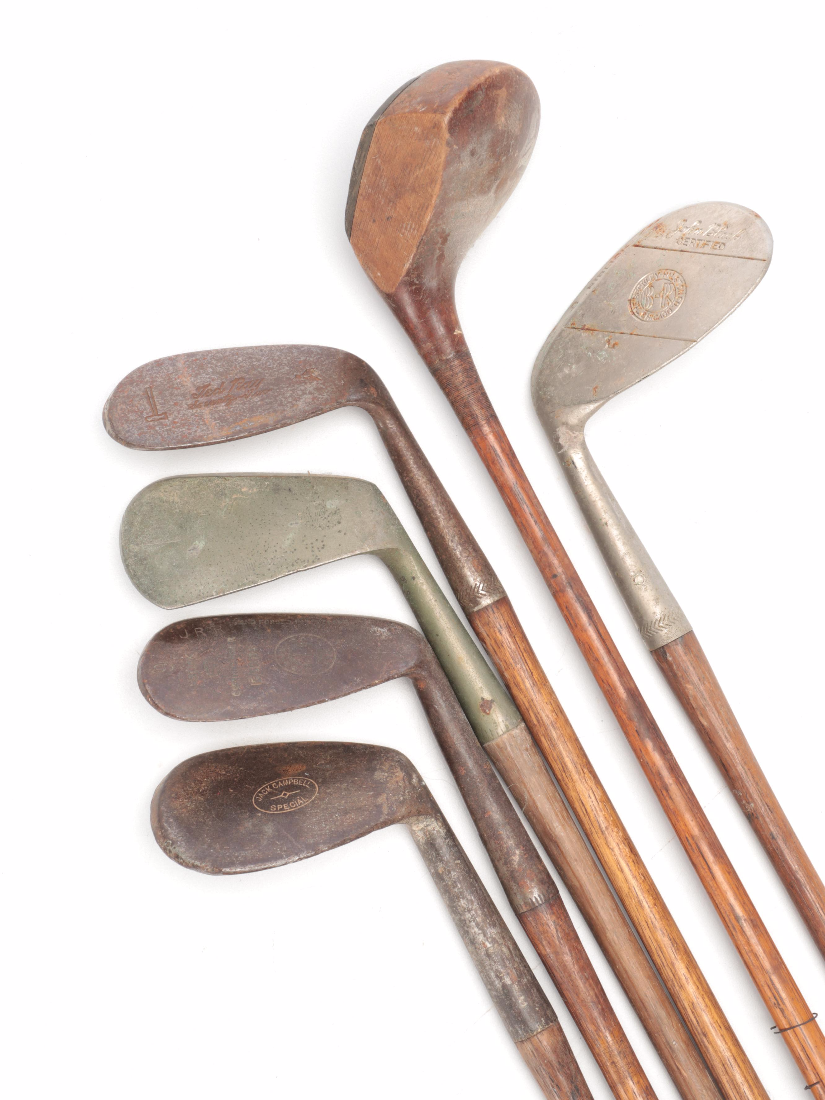Hickory Stick and Persimmon Wood Golf Clubs