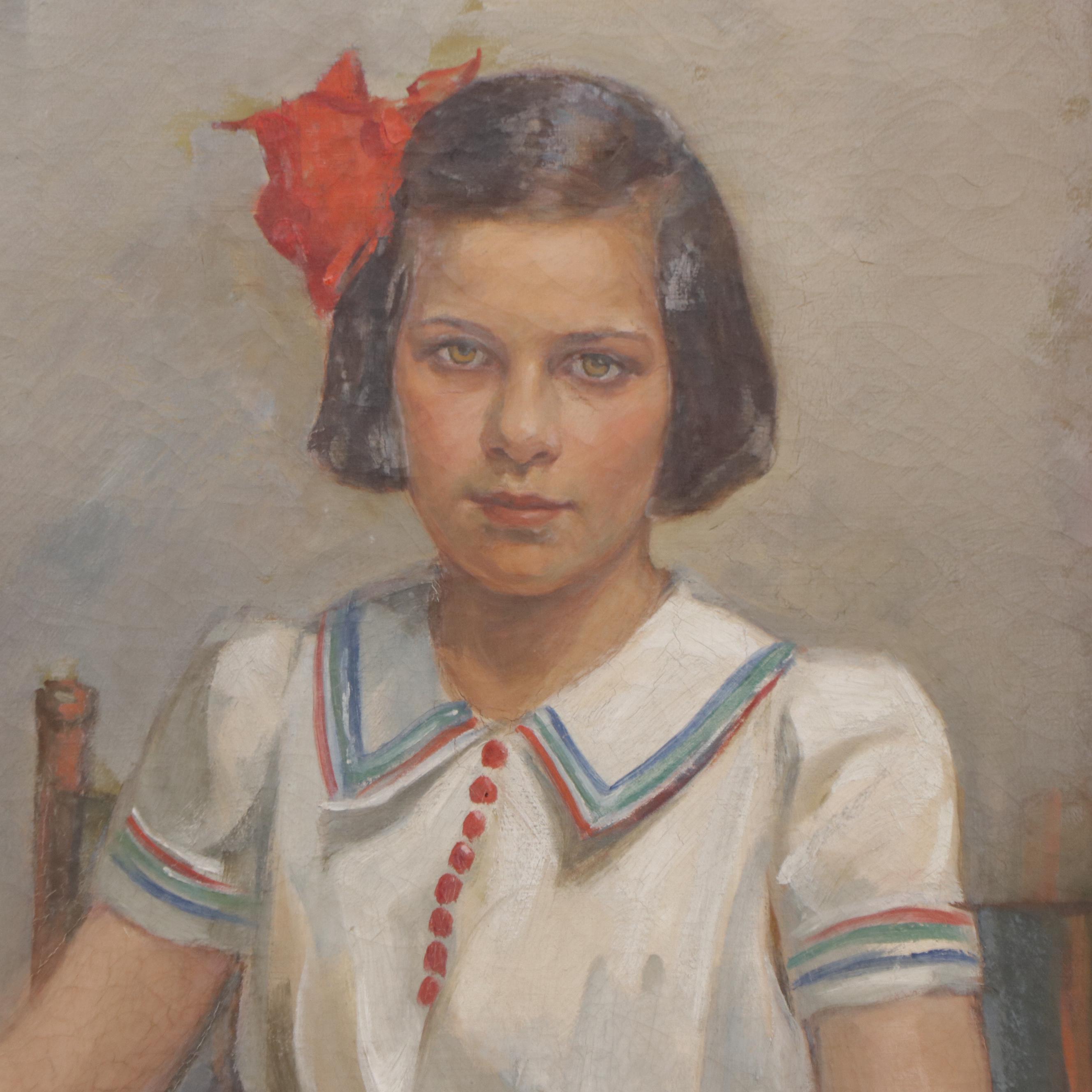 Benjamin Kanne Portrait of Girl With Book Oil Painting