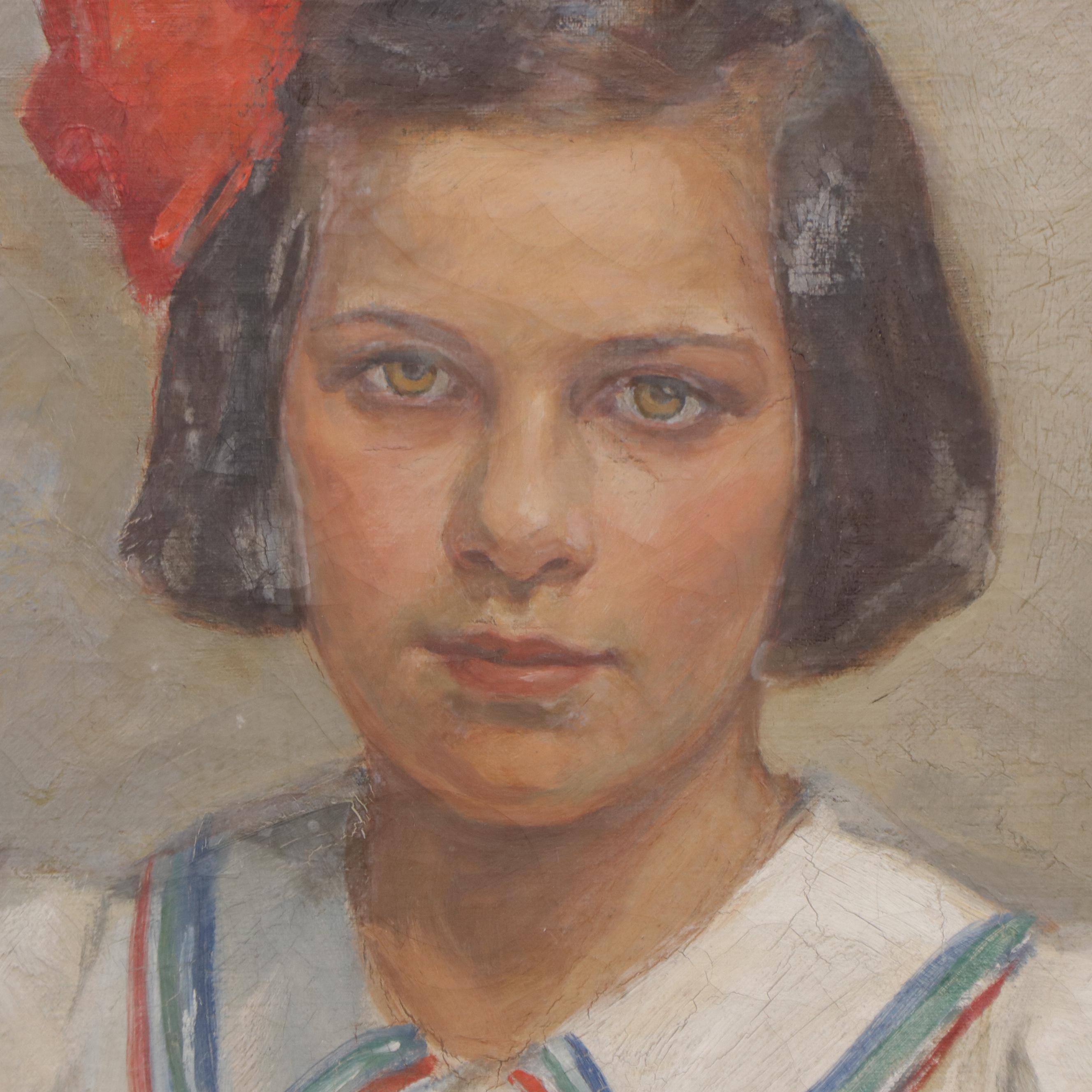 Benjamin Kanne Portrait of Girl With Book Oil Painting