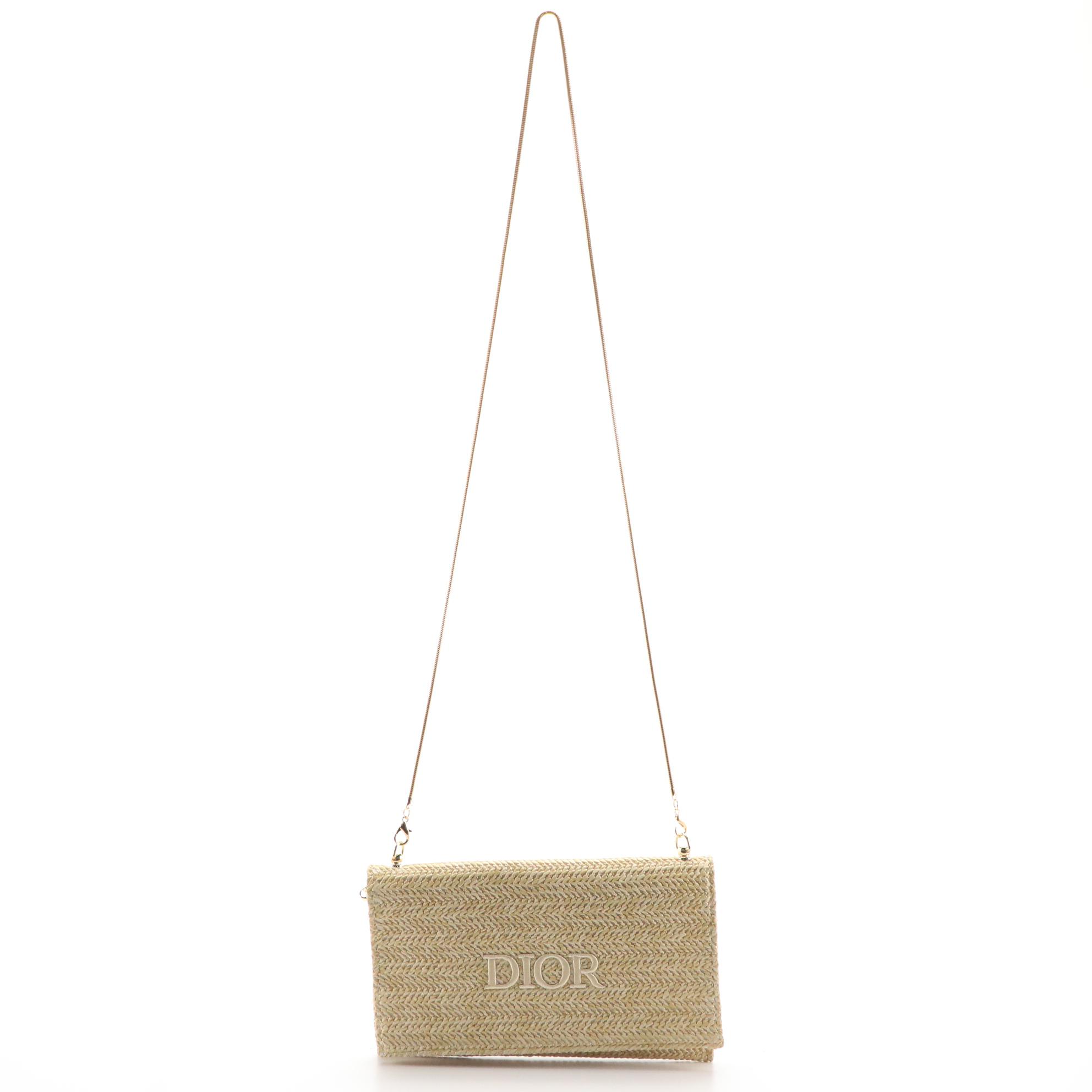 Dior Beauty Promotional Raffia Clutch on Gold Tone Chain Strap
