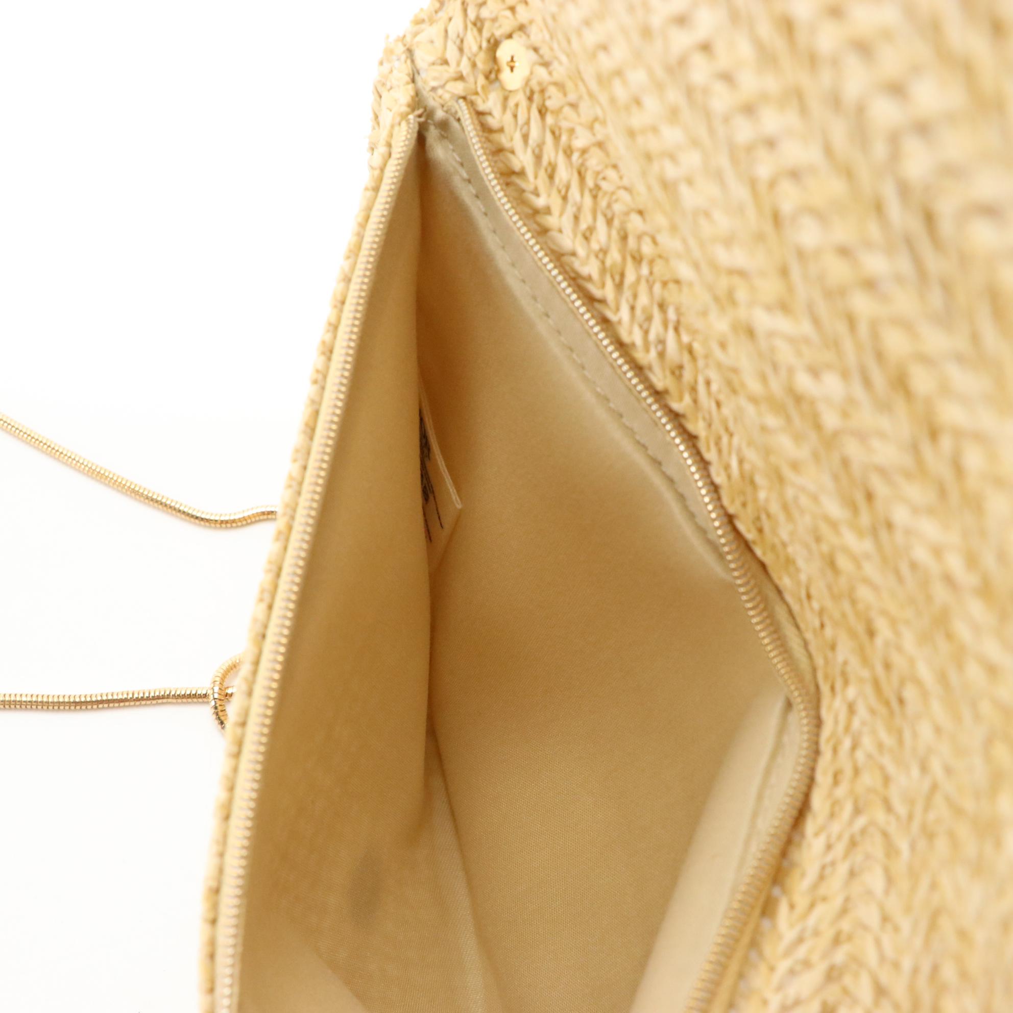 Dior Beauty Promotional Raffia Clutch on Gold Tone Chain Strap