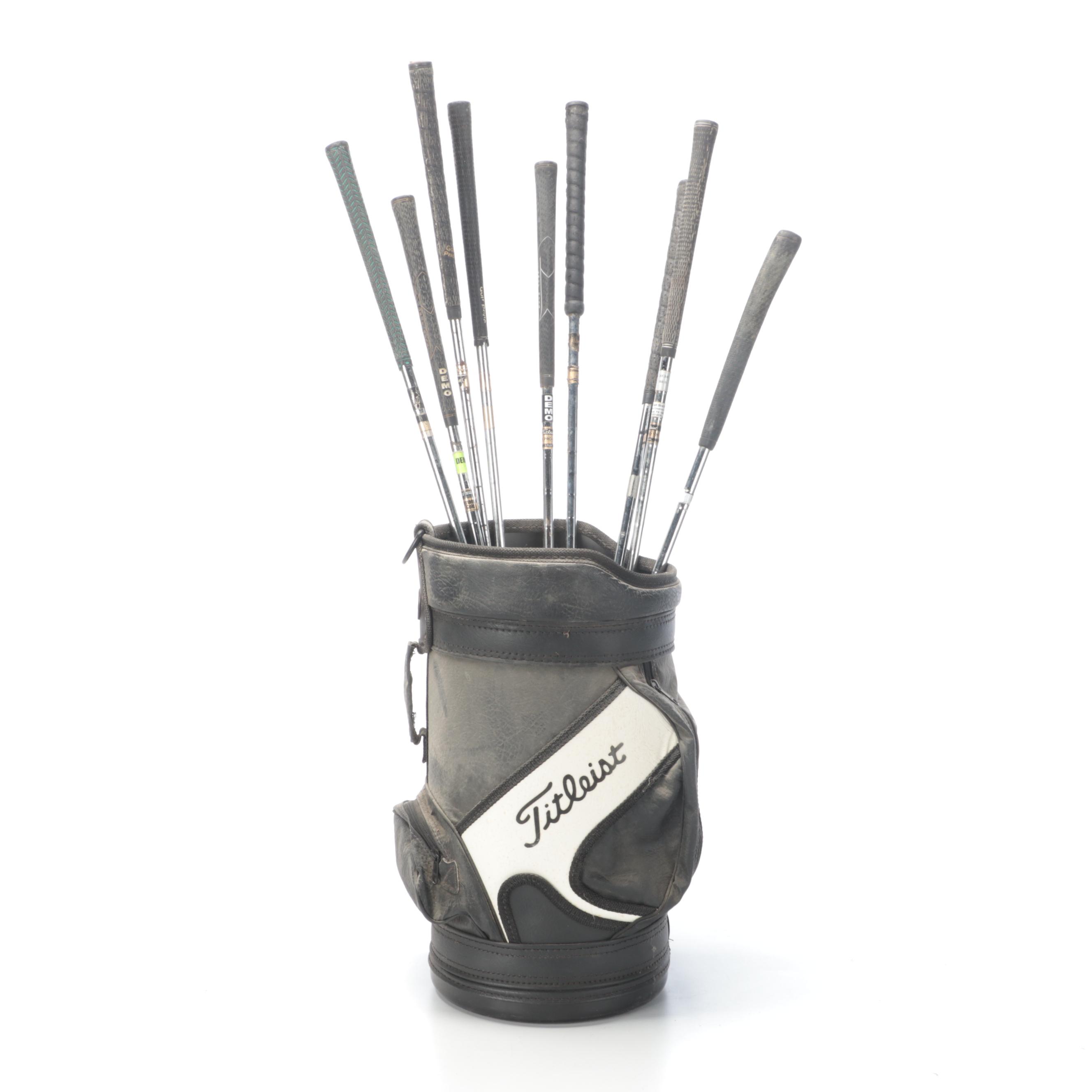 Titleist Irons, Cameron Putter and Titleist 20" Den Caddy Golf Bag